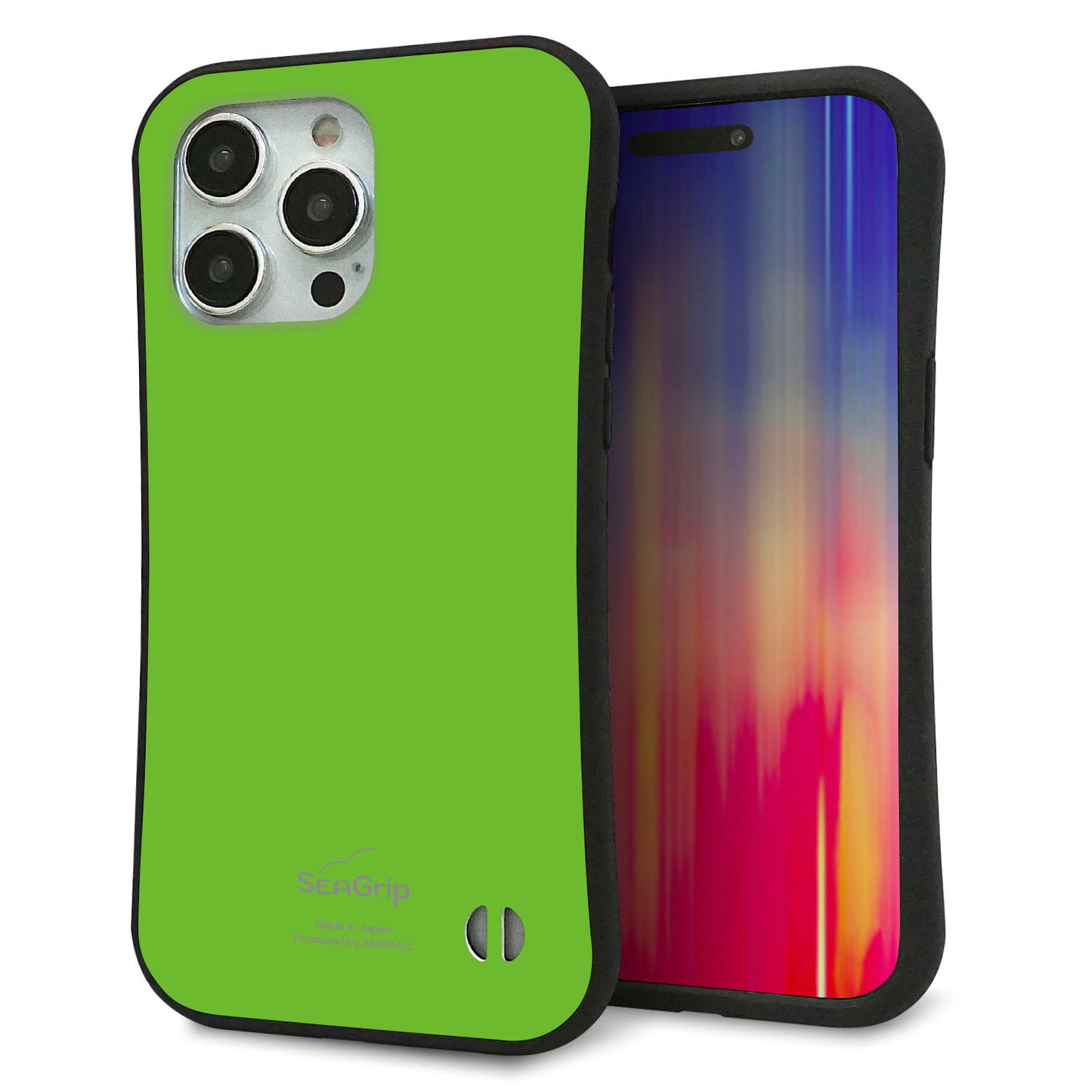 iPhone 15 Pro Max スマホケース 「SEA Grip」 グリップケース Sライン 【KM914 ポップカラー(ライム)】 UV印刷