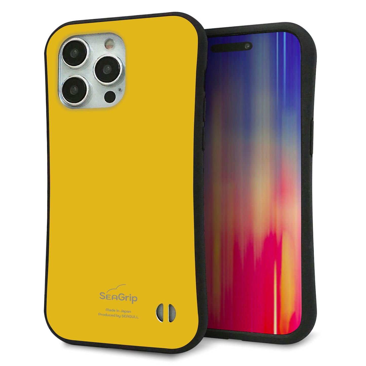 iPhone 15 Pro Max スマホケース 「SEA Grip」 グリップケース Sライン 【KM920 レトロカラー(マスタード)】 UV印刷