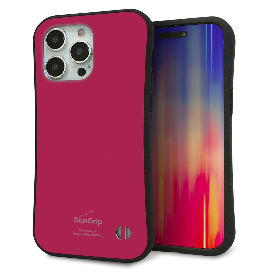 iPhone 15 Pro Max スマホケース 「SEA Grip」 グリップケース Sライン 【KM921 レトロカラー(ダークピンク)】 UV印刷