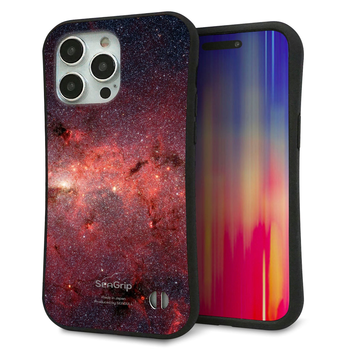 iPhone 15 Pro Max スマホケース 「SEA Grip」 グリップケース Sライン 【KM923 Galaxias Red】 UV印刷