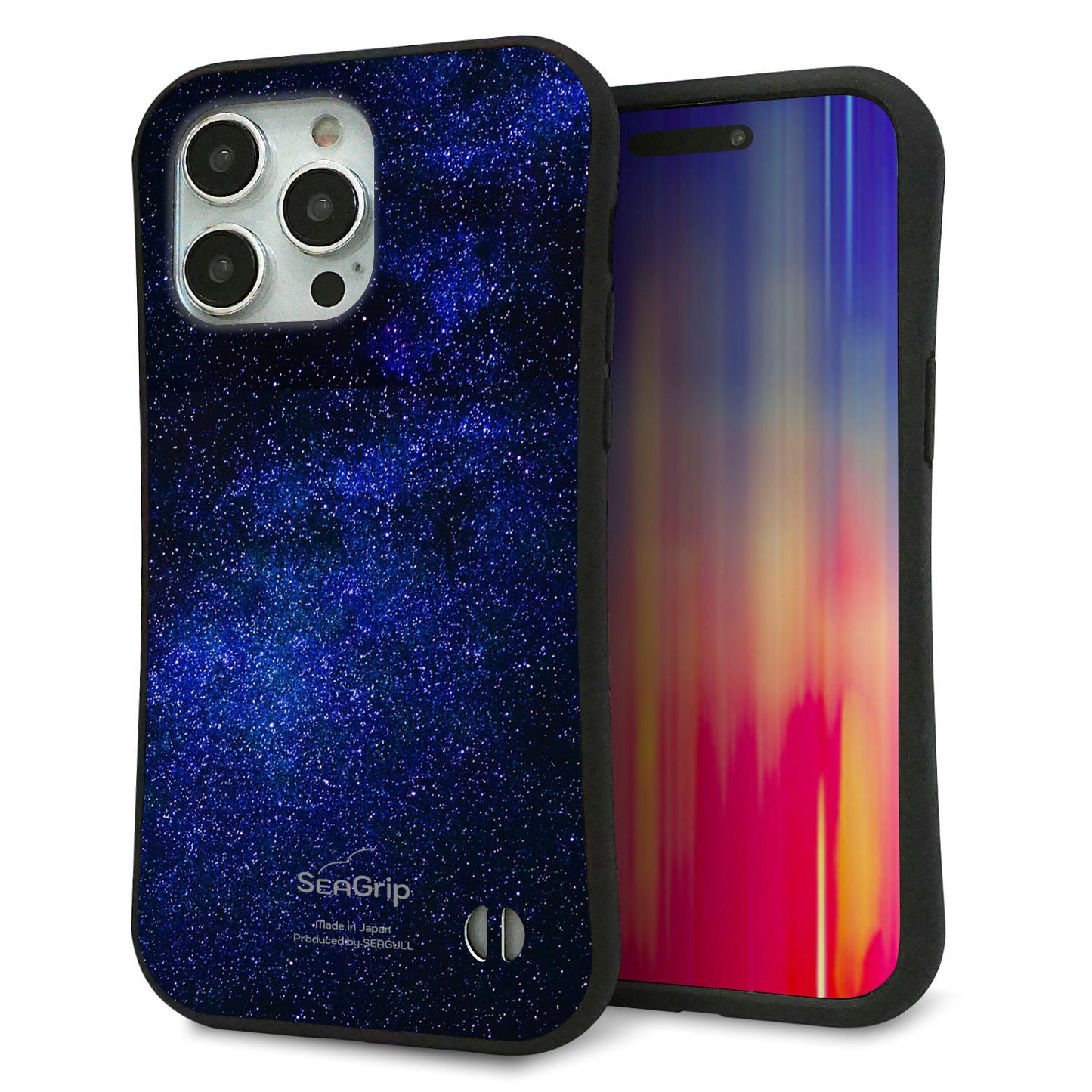 iPhone 15 Pro Max スマホケース 「SEA Grip」 グリップケース Sライン 【KM924 Galaxias Blue】 UV印刷