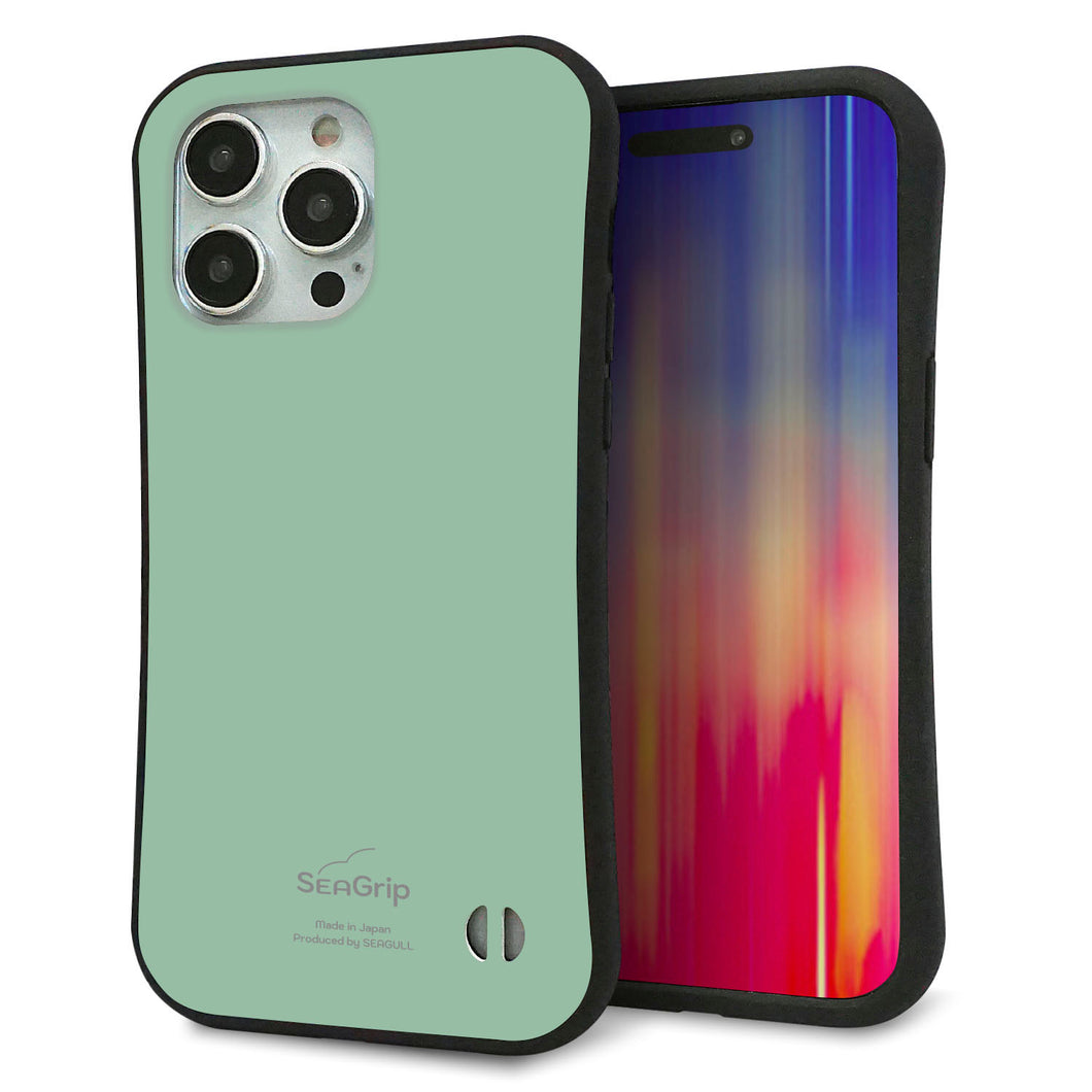iPhone 15 Pro Max スマホケース 「SEA Grip」 グリップケース Sライン 【KM931 くすみカラー グリーン】 UV印刷