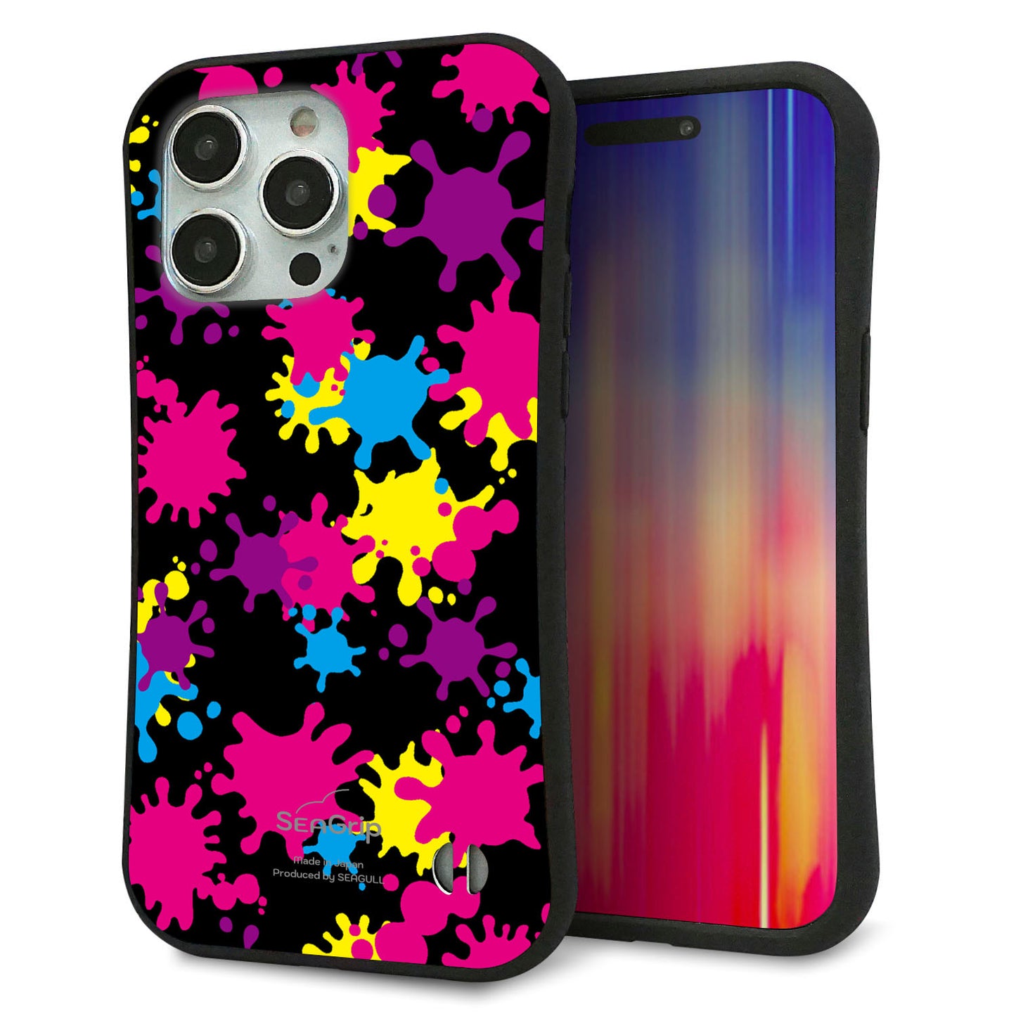 iPhone 15 Pro Max スマホケース 「SEA Grip」 グリップケース Sライン 【MA877 ペイントブラック】 UV印刷