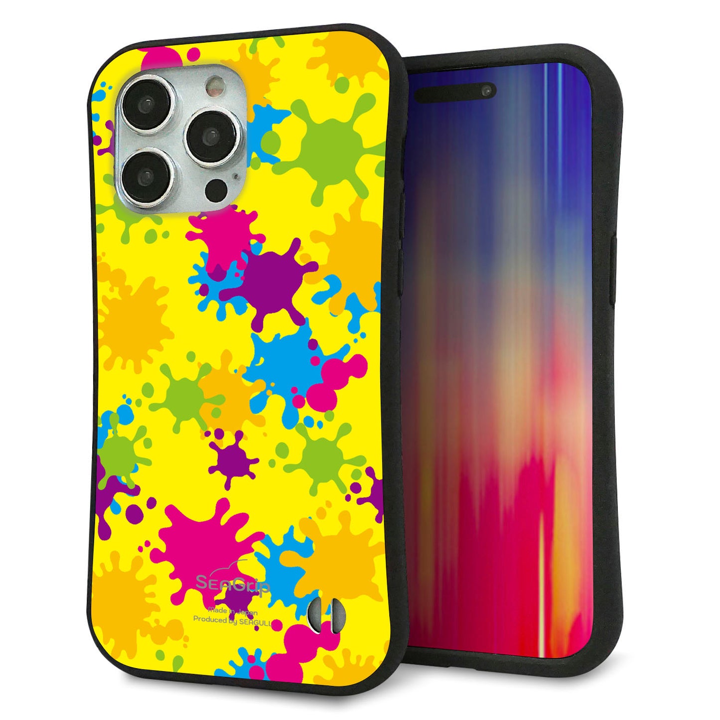 iPhone 15 Pro Max スマホケース 「SEA Grip」 グリップケース Sライン 【MA879 ペイントイエロー】 UV印刷
