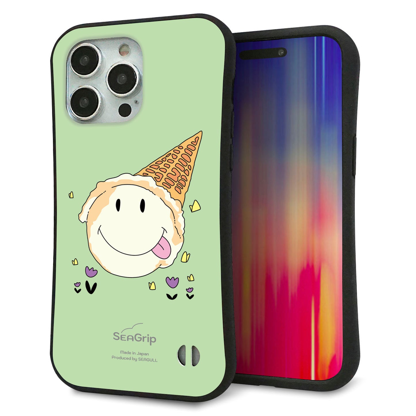 iPhone 15 Pro Max スマホケース 「SEA Grip」 グリップケース Sライン 【MA902 アイスクリーム】 UV印刷