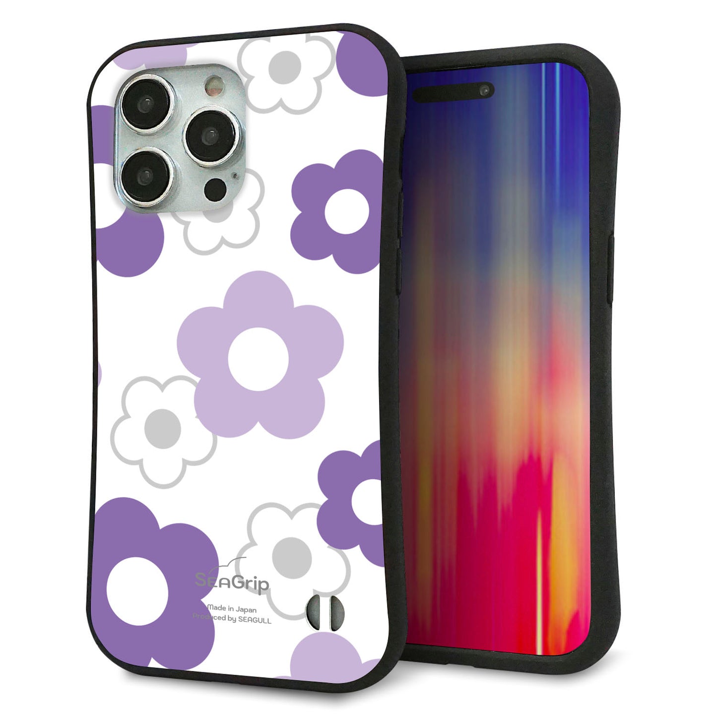 iPhone 15 Pro Max スマホケース 「SEA Grip」 グリップケース Sライン 【SC925 デイジー パープル】 UV印刷