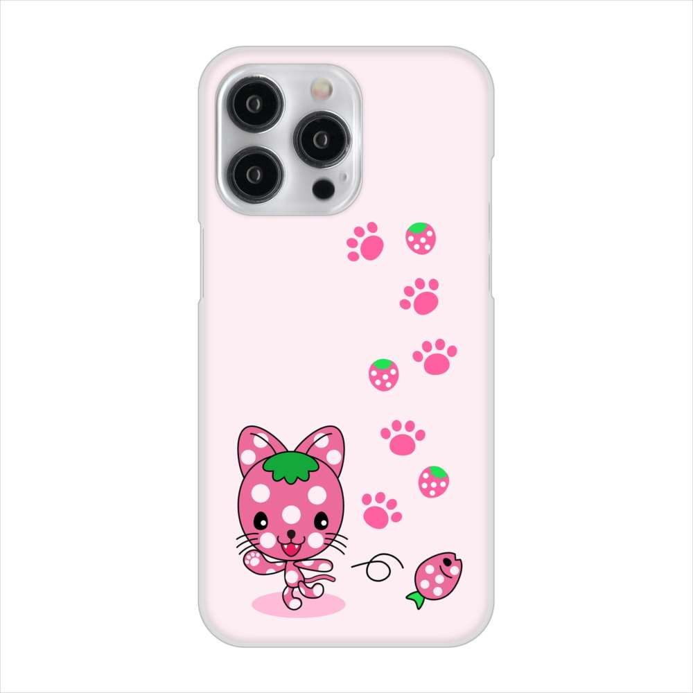 iPhone 15 Pro Max むかいあぐる イチゴ猫のにゃんベリー ハードケース 背面印刷