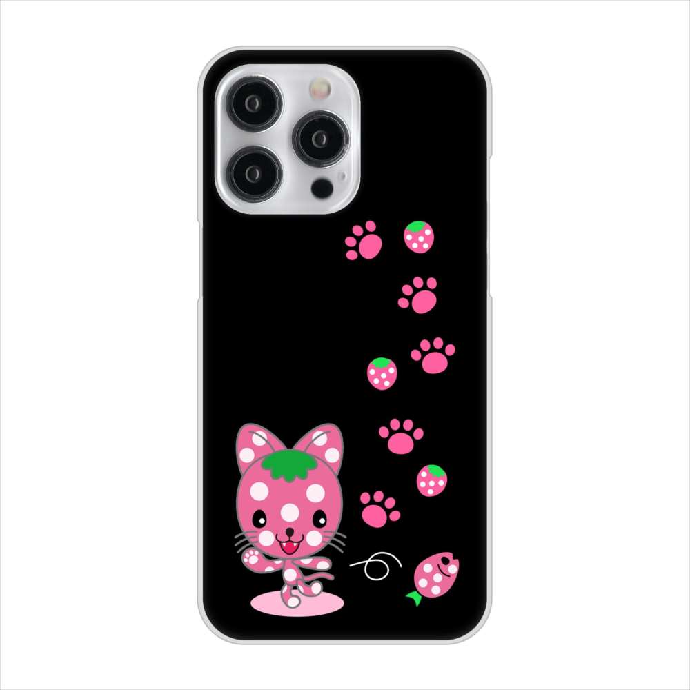 iPhone 15 Pro Max むかいあぐる イチゴ猫のにゃんベリー ハードケース 背面印刷
