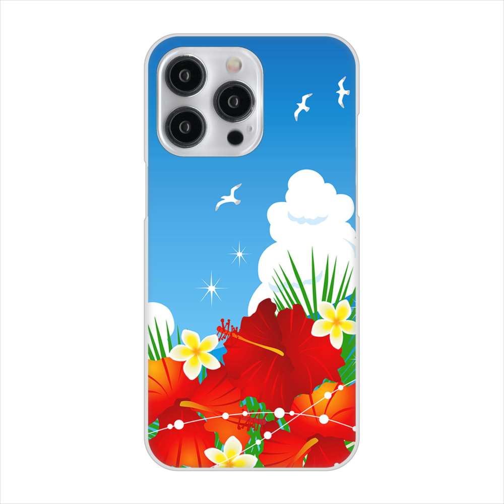 iPhone 15 Pro Max VA821 ハイビスカスと青空 ハードケース 背面印刷