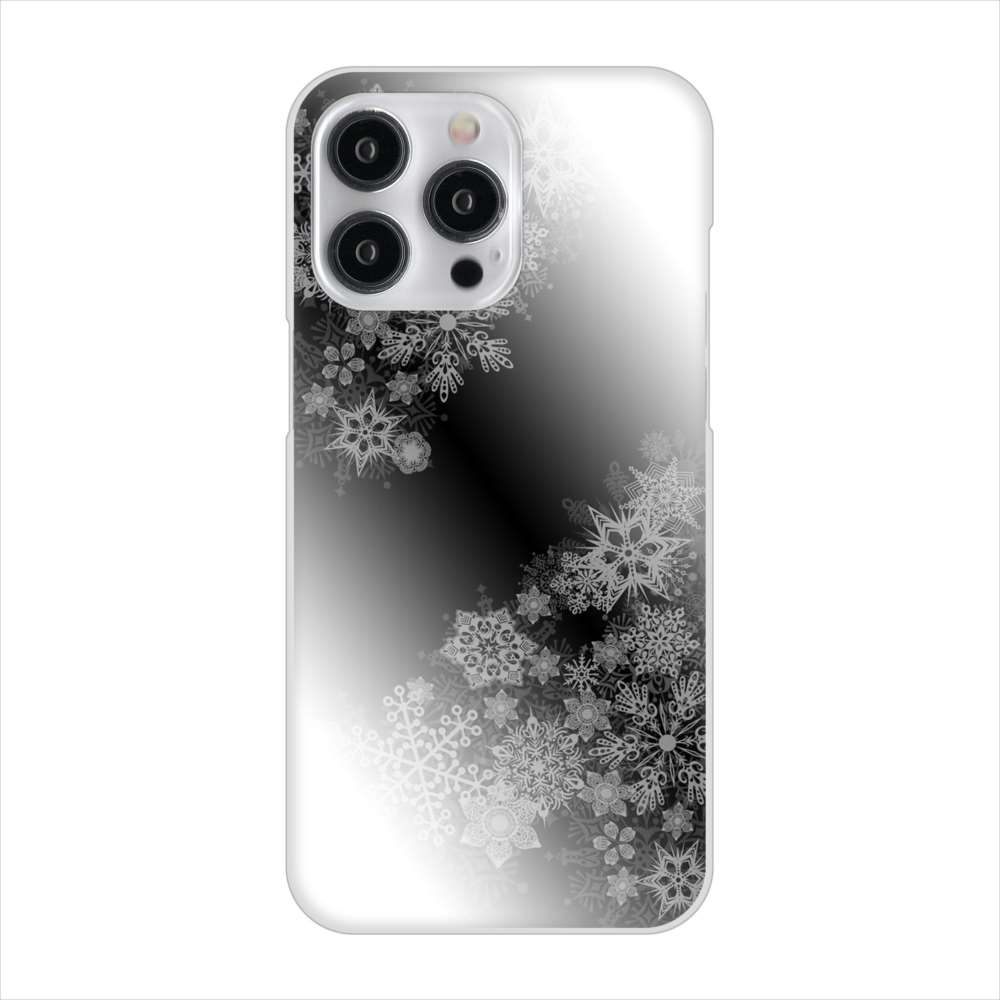 iPhone 15 Pro Max YJ340 モノトーン 雪の結晶 ハードケース 背面印刷