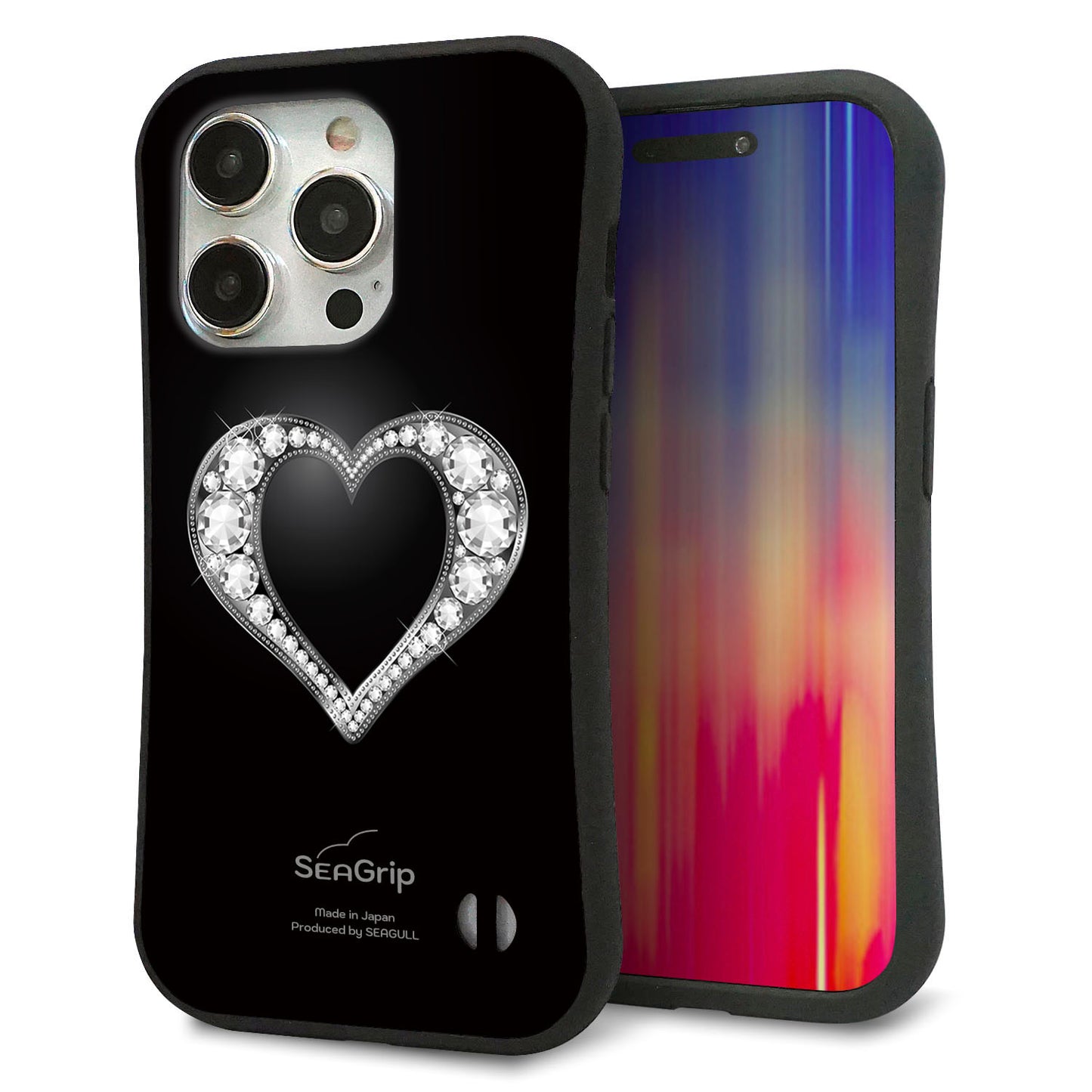 iPhone 15 Pro スマホケース 「SEA Grip」 グリップケース Sライン 【041 ゴージャスハート】 UV印刷