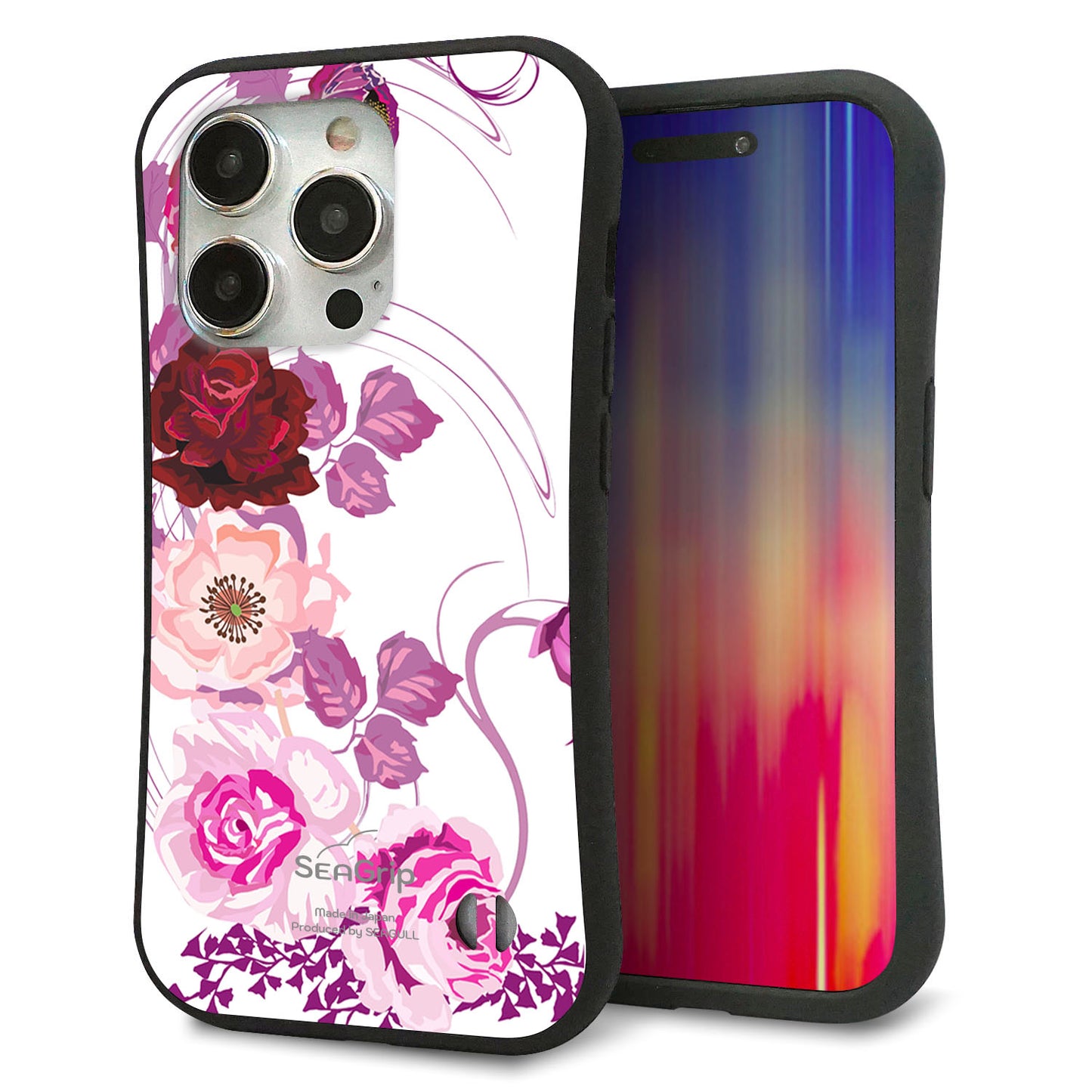 iPhone 15 Pro スマホケース 「SEA Grip」 グリップケース Sライン 【116 ６月のバラ】 UV印刷