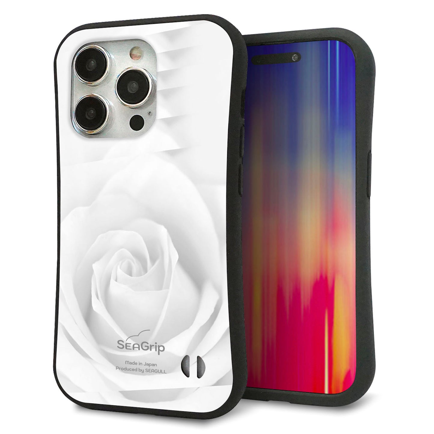 iPhone 15 Pro スマホケース 「SEA Grip」 グリップケース Sライン 【402 ホワイトＲｏｓｅ】 UV印刷
