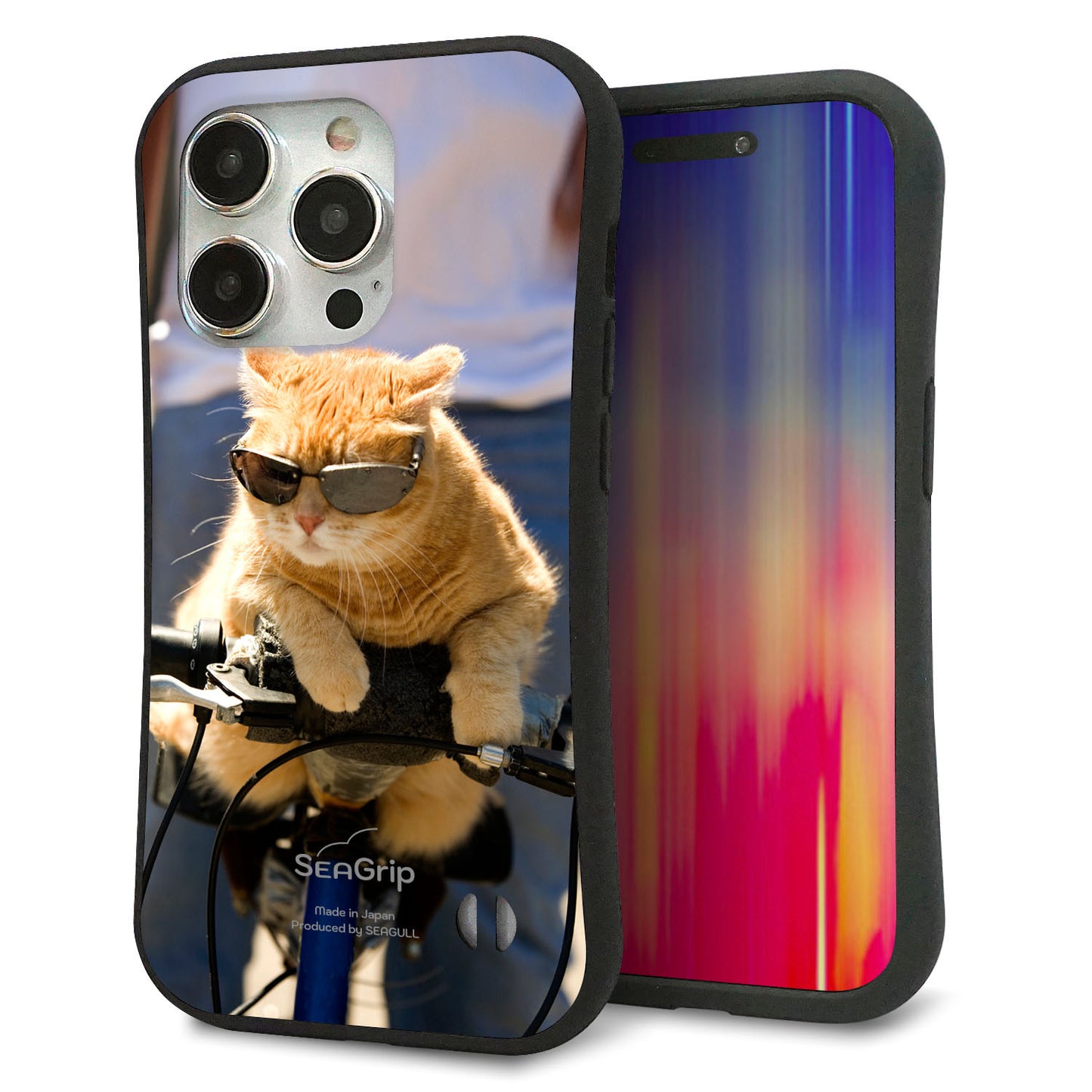 iPhone 15 Pro スマホケース 「SEA Grip」 グリップケース Sライン 【595 にゃんとサイクル】 UV印刷