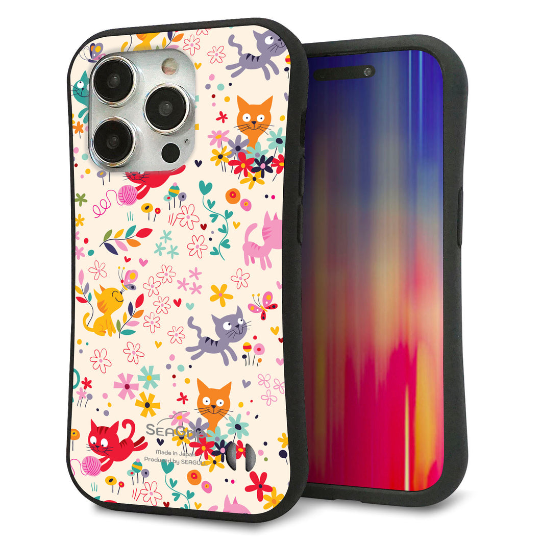 iPhone 15 Pro スマホケース 「SEA Grip」 グリップケース Sライン 【693 ネコのあそび場】 UV印刷