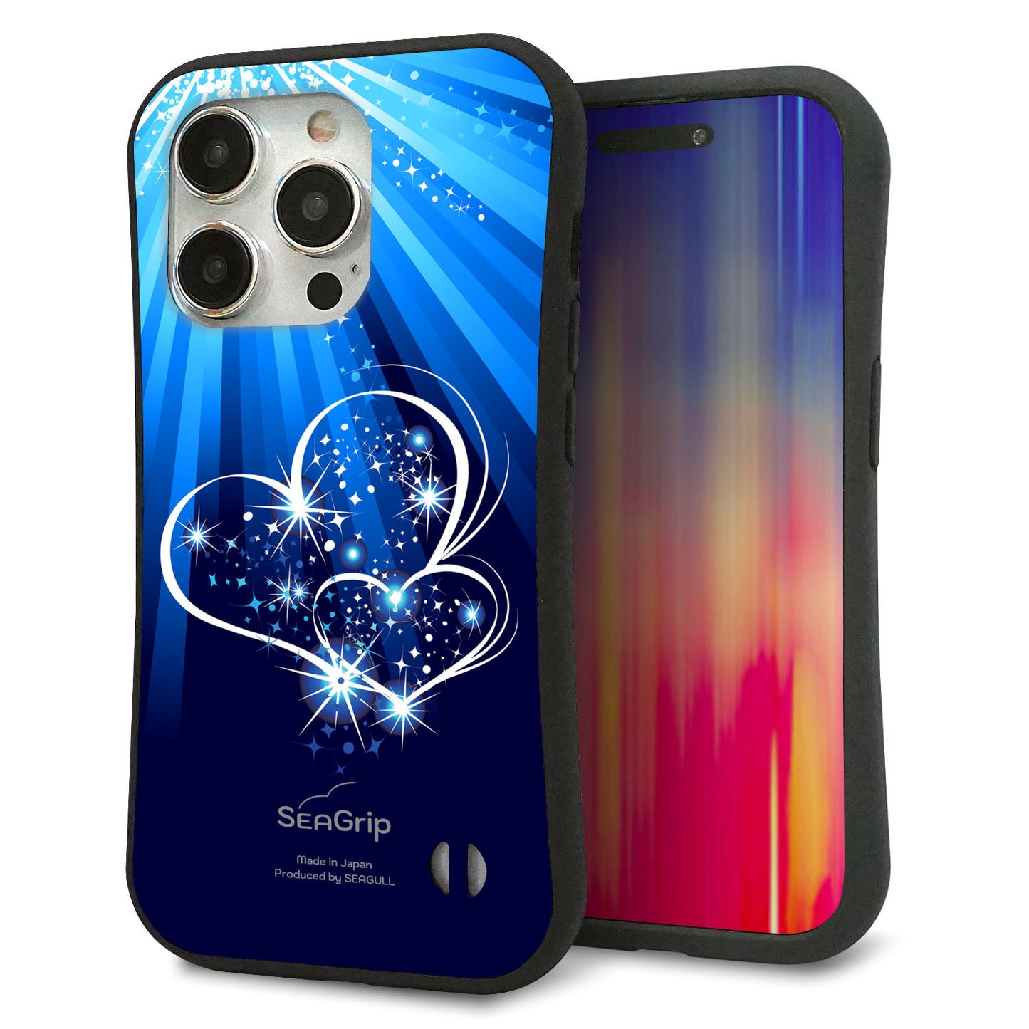 iPhone 15 Pro スマホケース 「SEA Grip」 グリップケース Sライン 【702 スイミングハート】 UV印刷