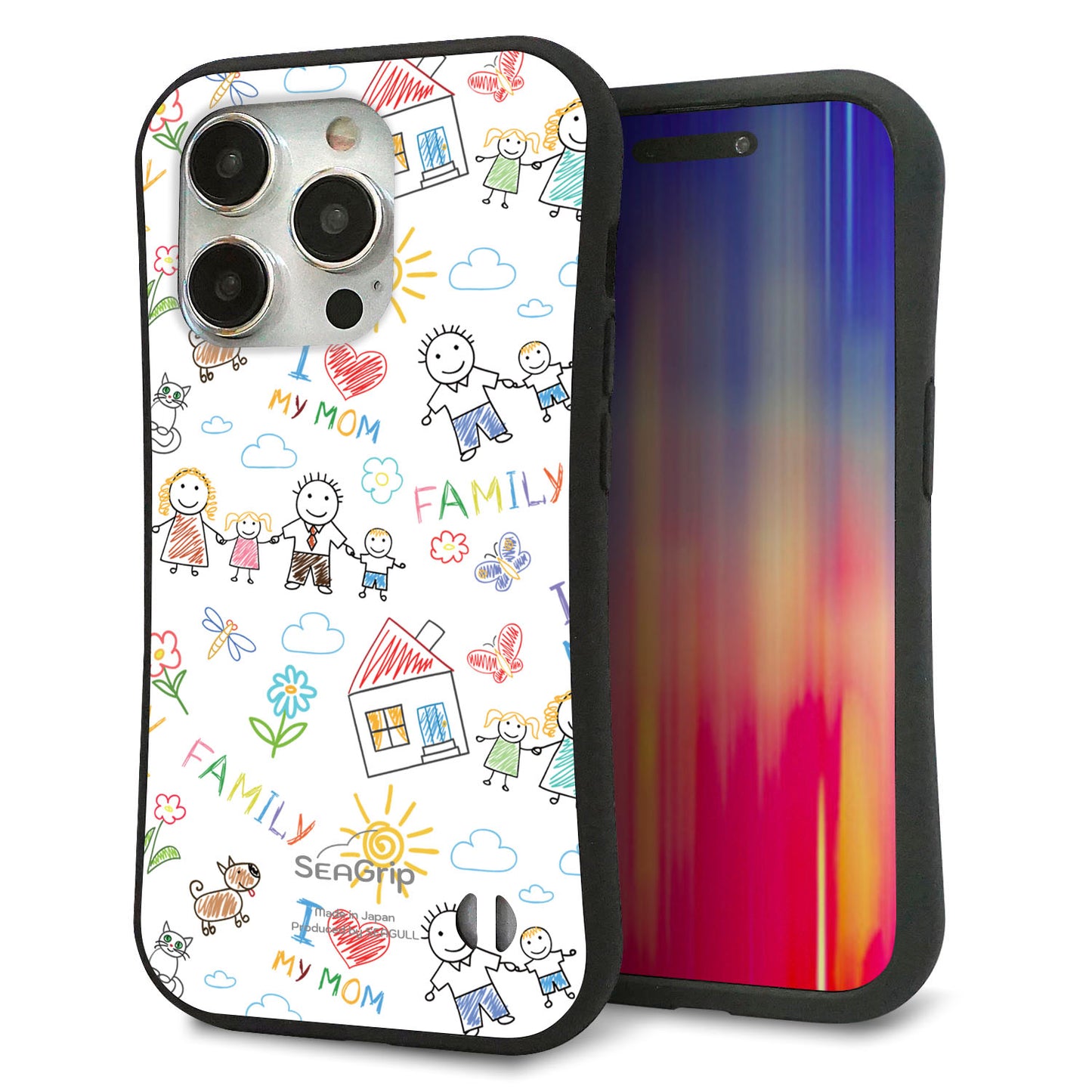 iPhone 15 Pro スマホケース 「SEA Grip」 グリップケース Sライン 【709 ファミリー】 UV印刷