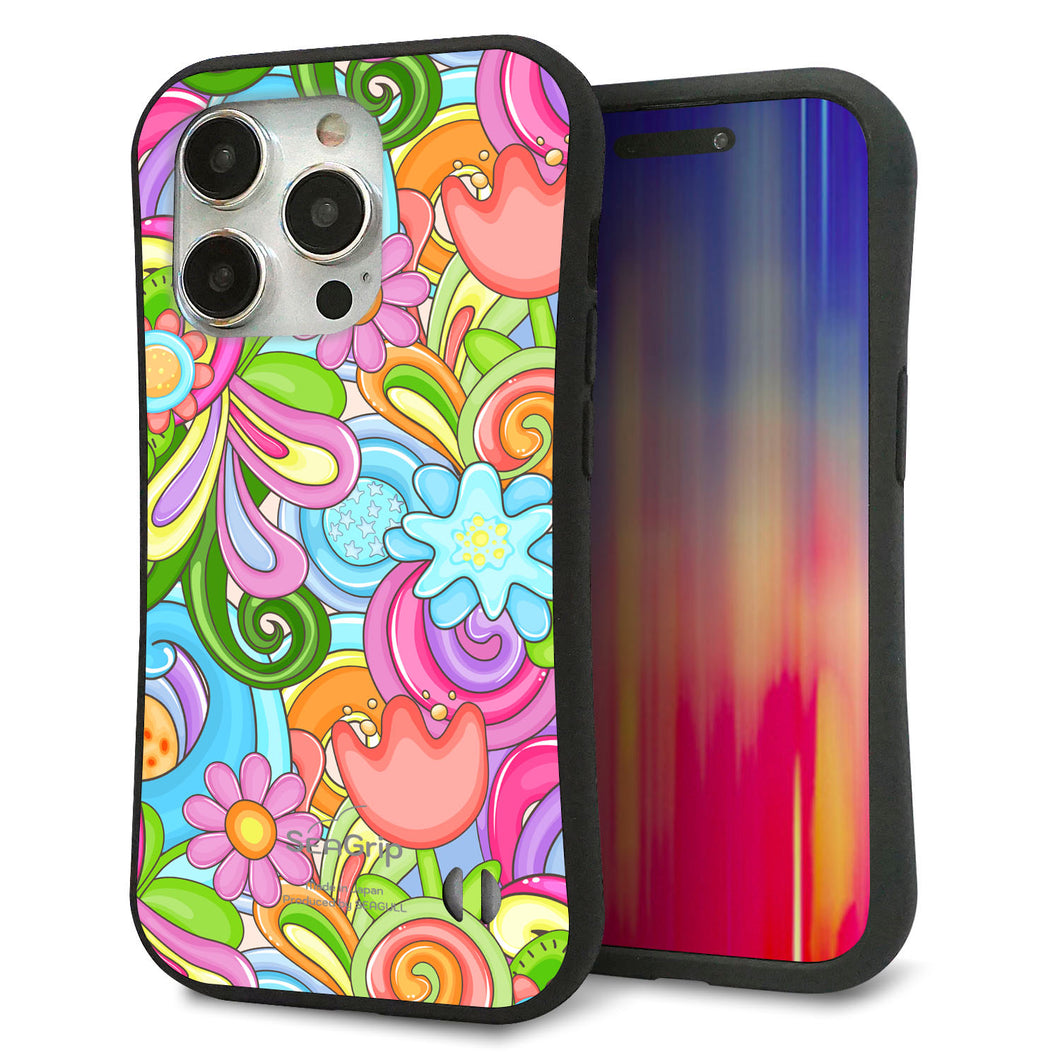 iPhone 15 Pro スマホケース 「SEA Grip」 グリップケース Sライン 【713 ミラクルフラワー】 UV印刷