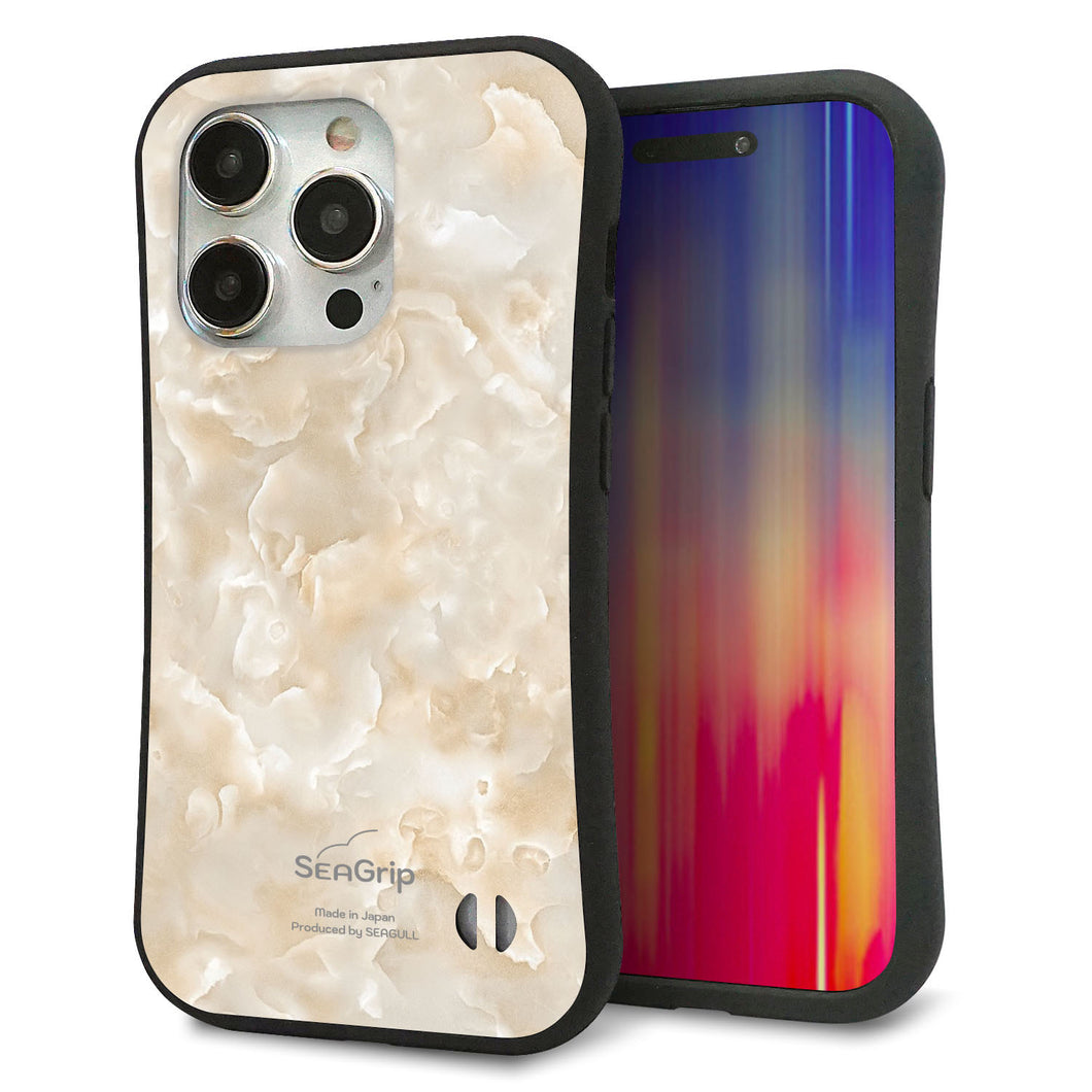 iPhone 15 Pro スマホケース 「SEA Grip」 グリップケース Sライン 【KM872 大理石パール】 UV印刷