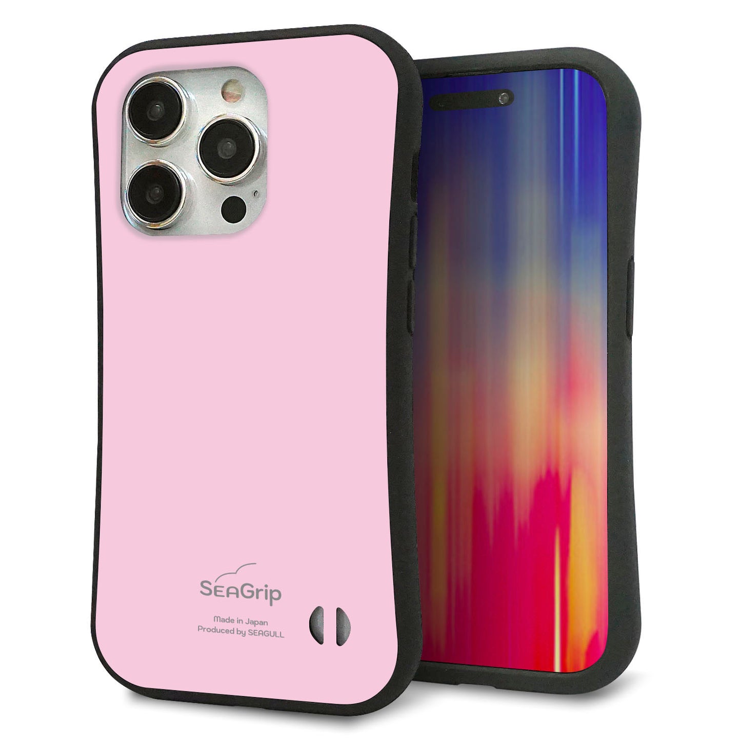 iPhone 15 Pro スマホケース 「SEA Grip」 グリップケース Sライン 【KM903 パステルカラー(パステルローズピンク)】 UV印刷