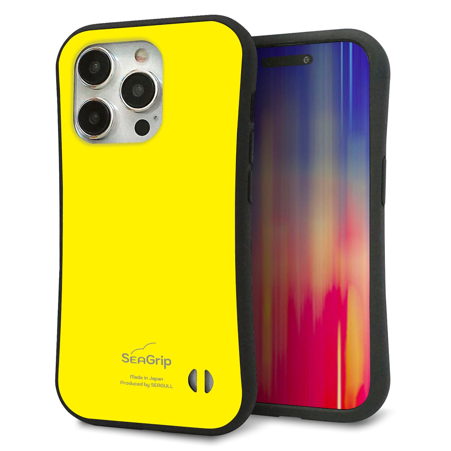 iPhone 15 Pro スマホケース 「SEA Grip」 グリップケース Sライン 【KM904 ポップカラー(イエロー)】 UV印刷