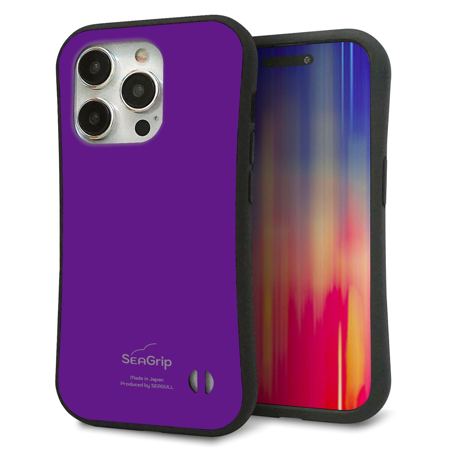 iPhone 15 Pro スマホケース 「SEA Grip」 グリップケース Sライン 【KM909 ポップカラー(パープル)】 UV印刷