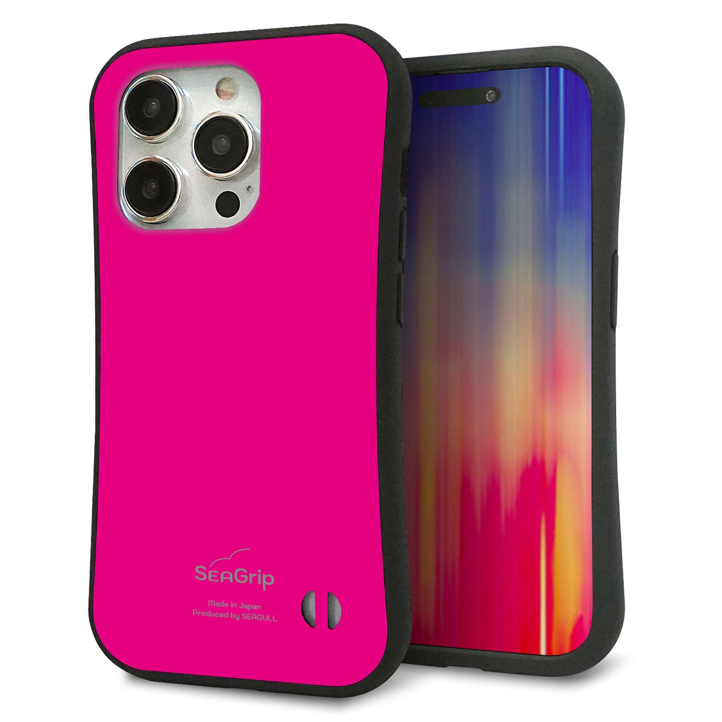 iPhone 15 Pro スマホケース 「SEA Grip」 グリップケース Sライン 【KM910 ポップカラー(ピンク)】 UV印刷