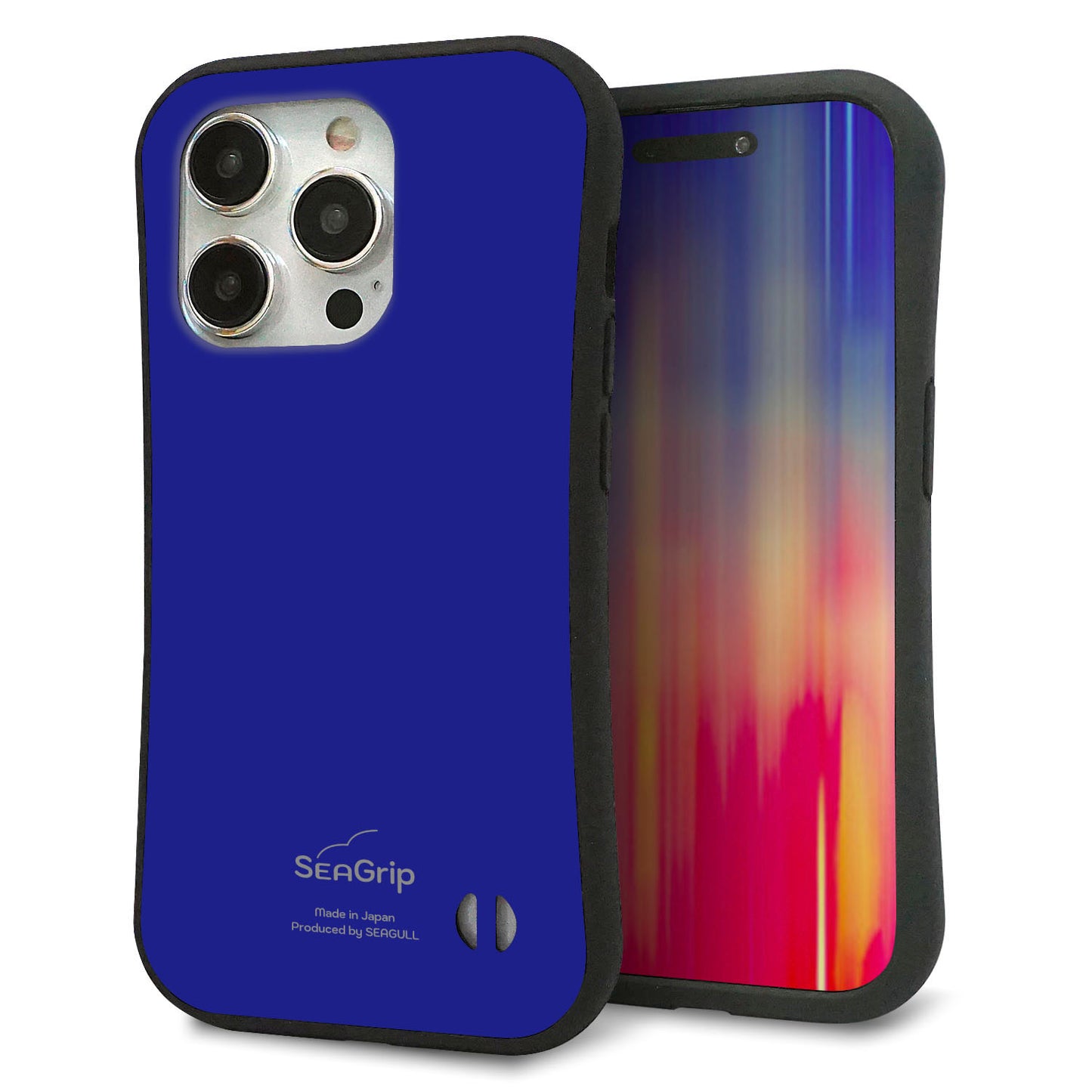 iPhone 15 Pro スマホケース 「SEA Grip」 グリップケース Sライン 【KM912 ポップカラー(ブルー)】 UV印刷