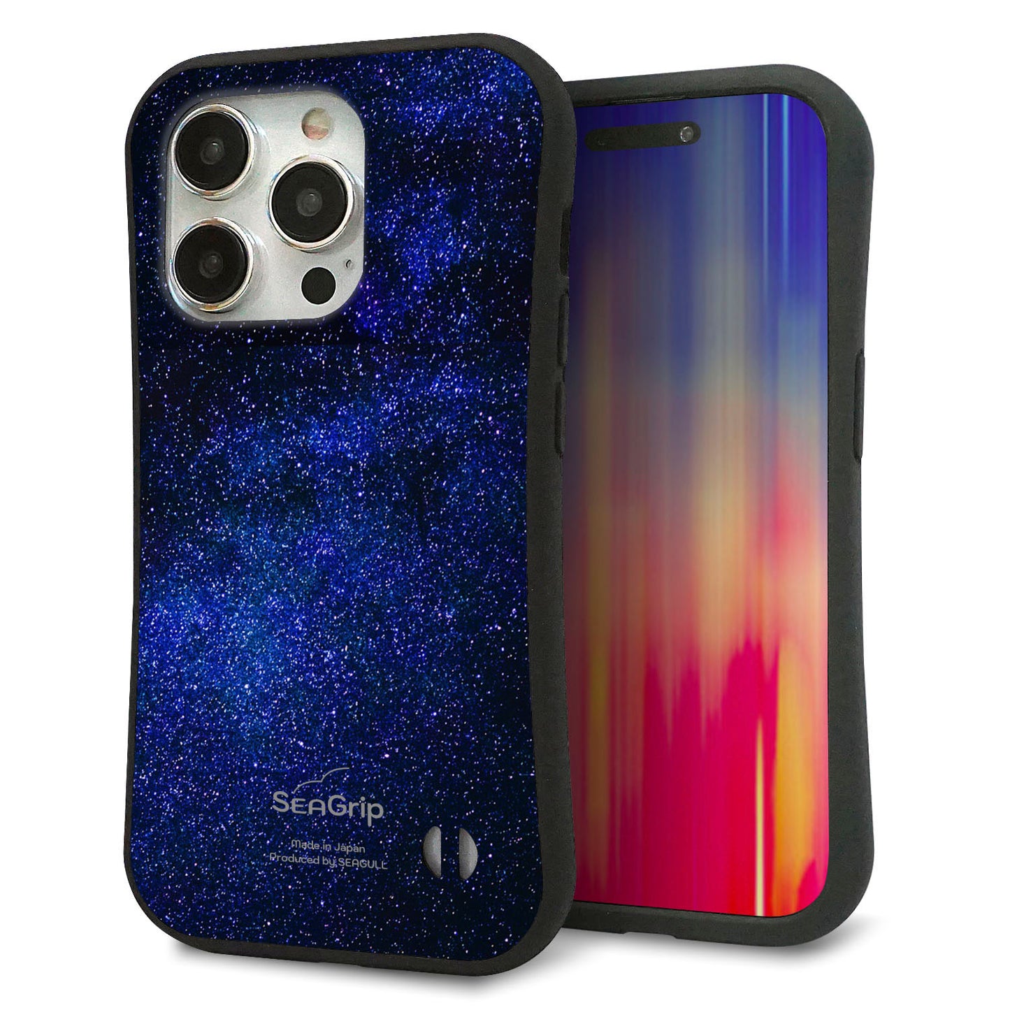 iPhone 15 Pro スマホケース 「SEA Grip」 グリップケース Sライン 【KM924 Galaxias Blue】 UV印刷