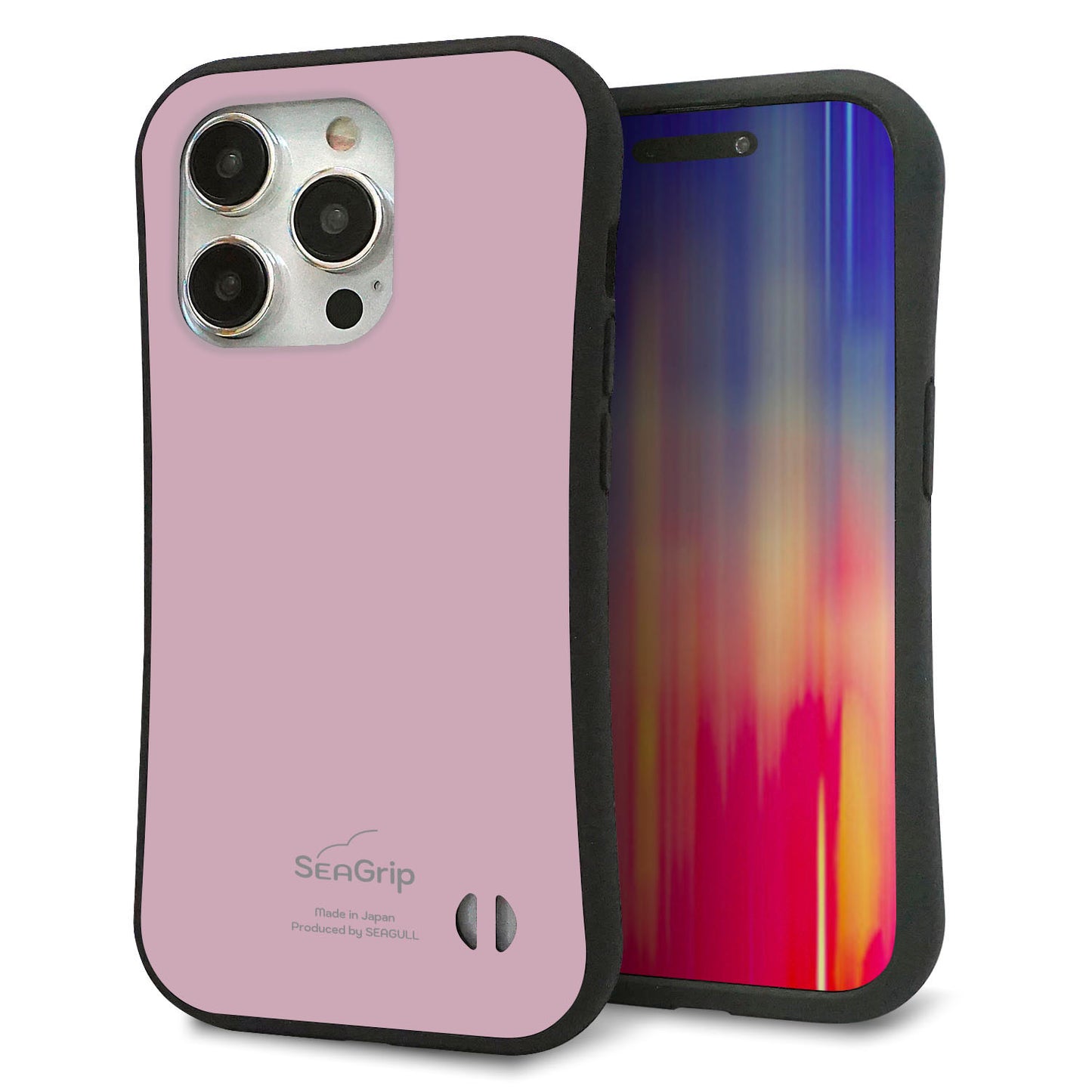 iPhone 15 Pro スマホケース 「SEA Grip」 グリップケース Sライン 【KM929 くすみカラー ピンク】 UV印刷
