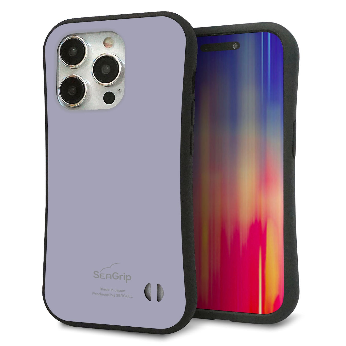iPhone 15 Pro スマホケース 「SEA Grip」 グリップケース Sライン 【KM930 くすみカラー グレー】 UV印刷