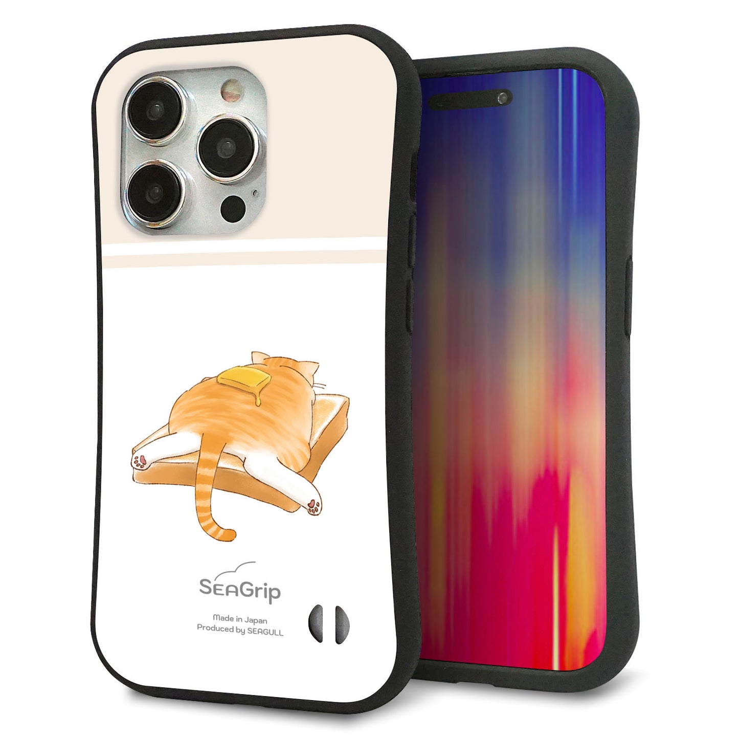 iPhone 15 Pro スマホケース 「SEA Grip」 グリップケース Sライン 【KM959 バター】 UV印刷