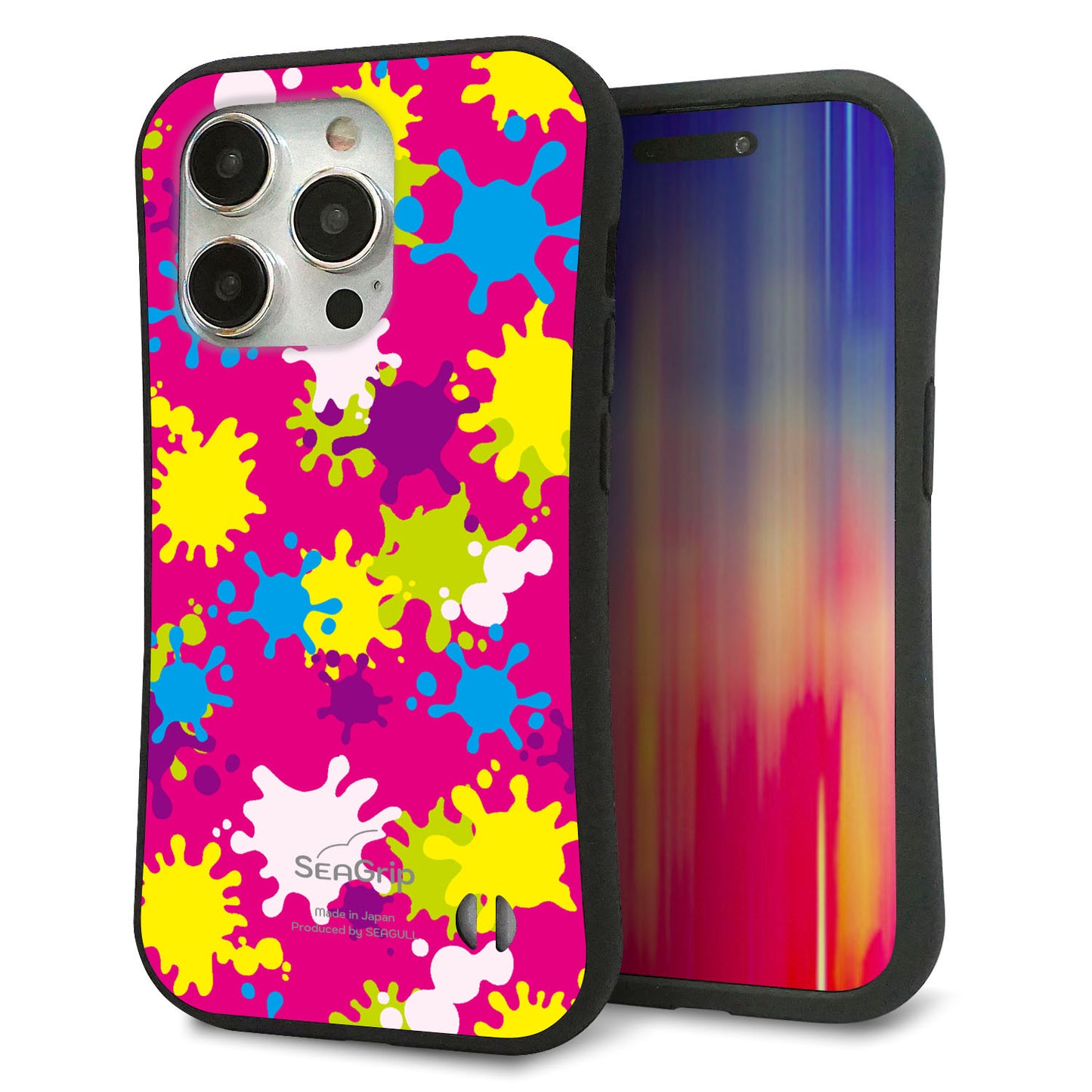 iPhone 15 Pro スマホケース 「SEA Grip」 グリップケース Sライン 【MA876 ペイントピンク】 UV印刷
