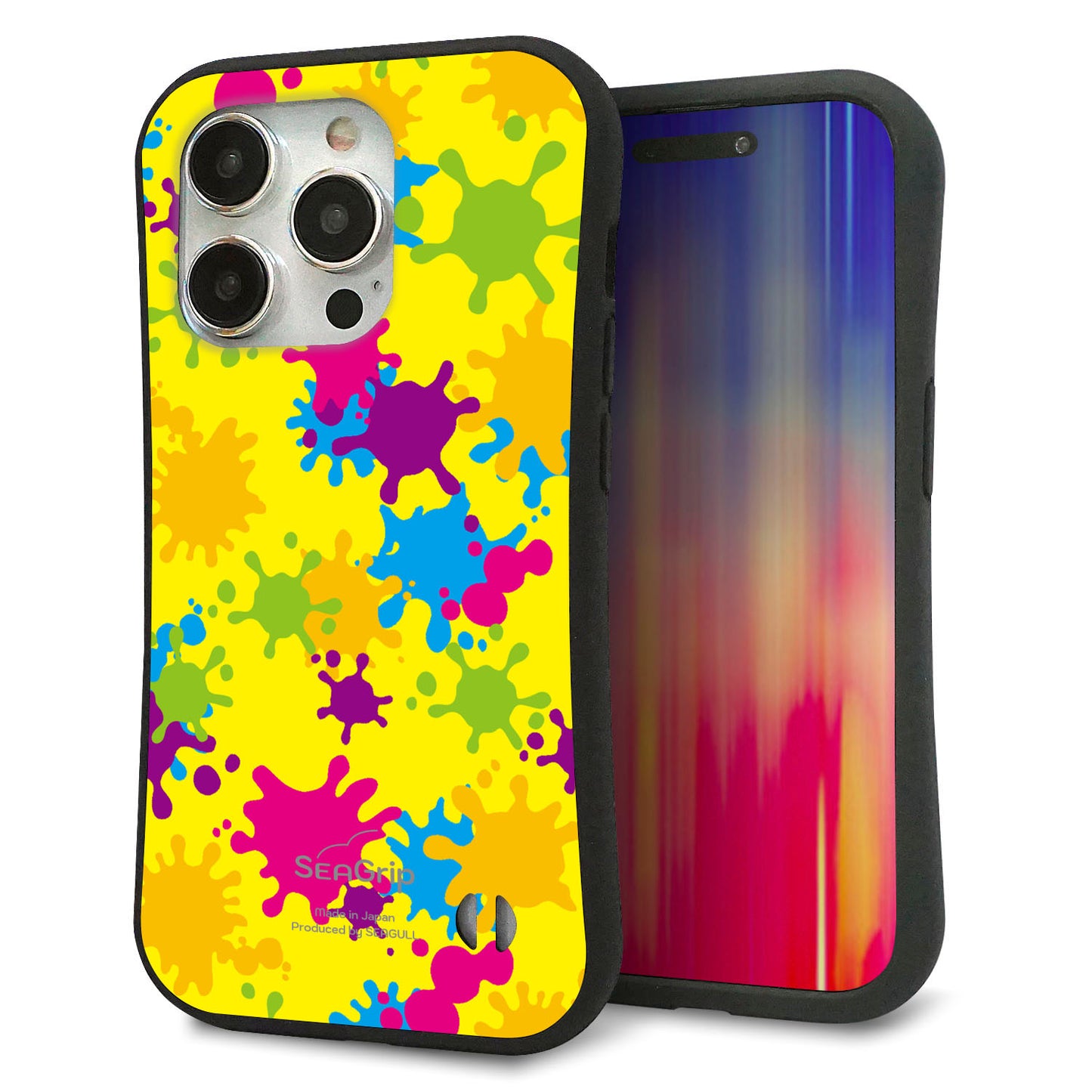 iPhone 15 Pro スマホケース 「SEA Grip」 グリップケース Sライン 【MA879 ペイントイエロー】 UV印刷