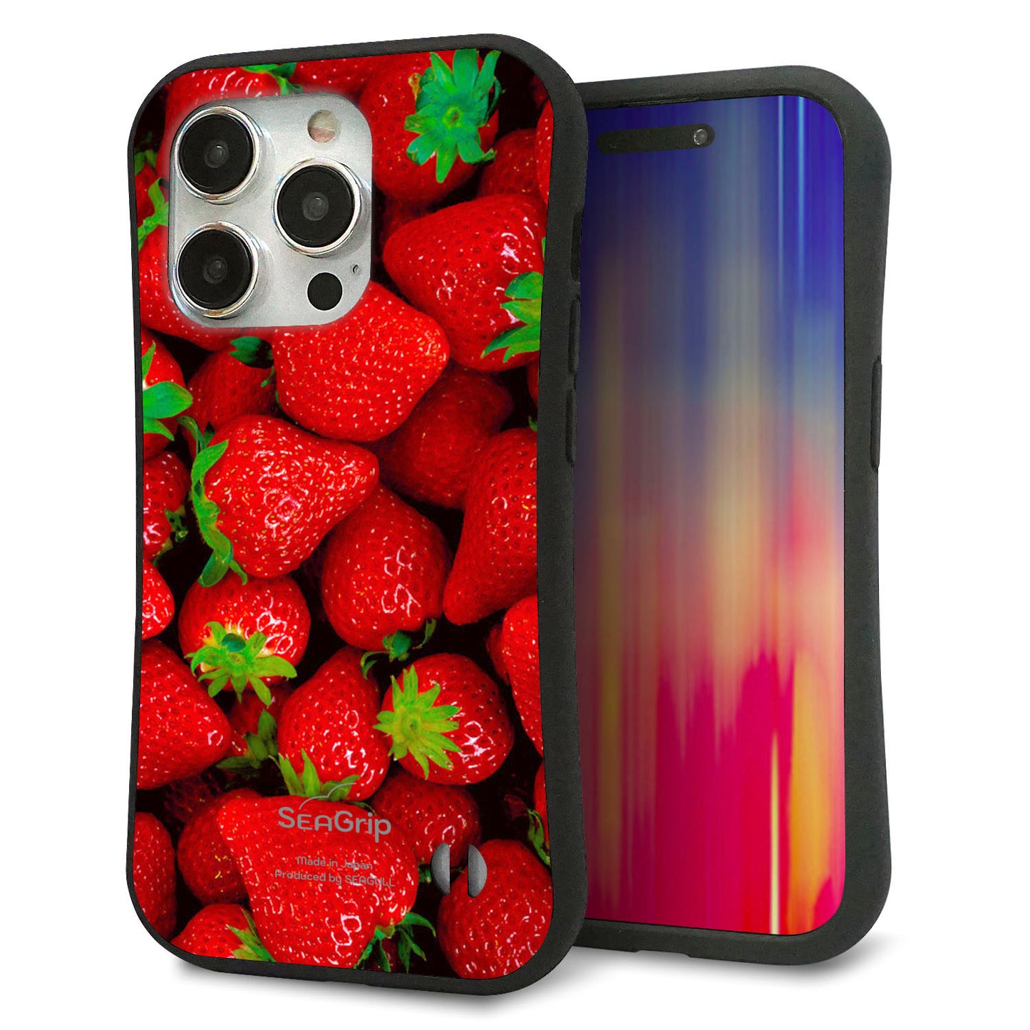 iPhone 15 Pro スマホケース 「SEA Grip」 グリップケース Sライン 【MA881 ストロベリー】 UV印刷