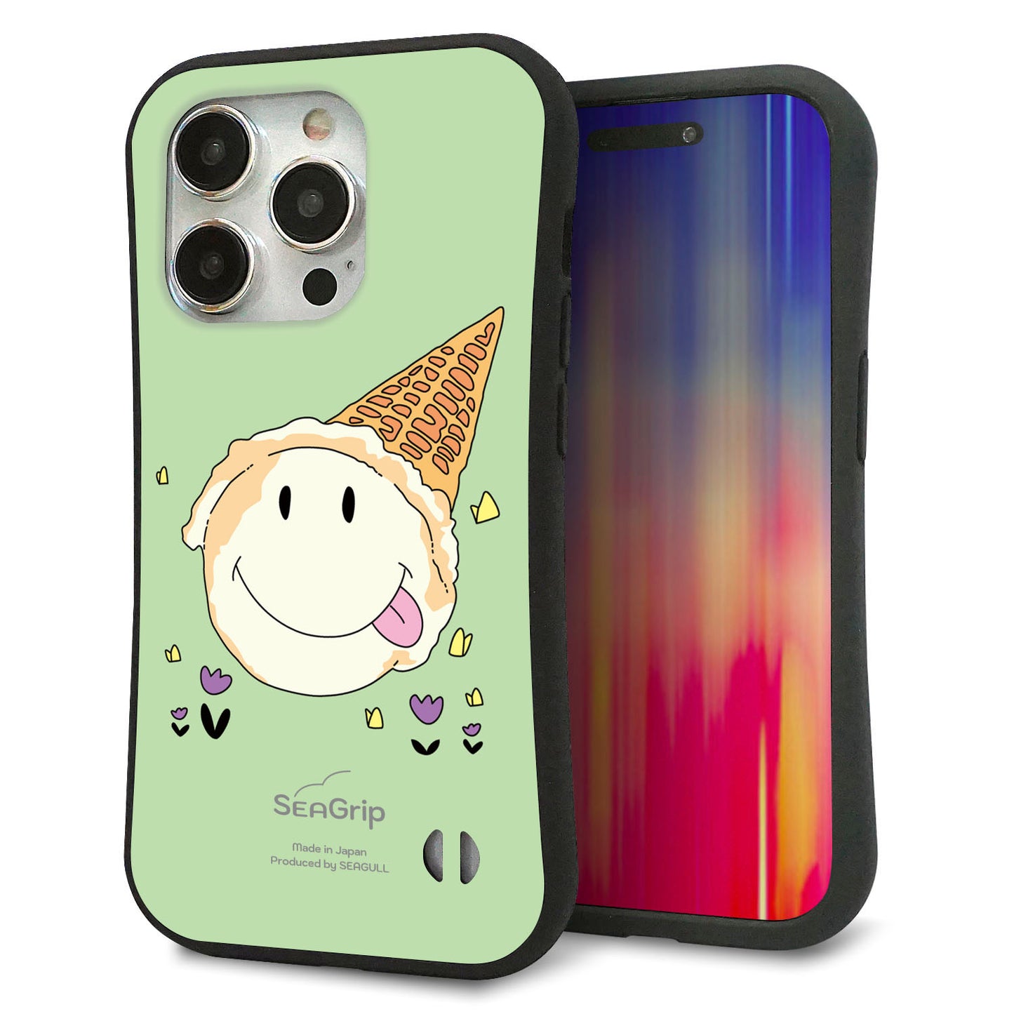 iPhone 15 Pro スマホケース 「SEA Grip」 グリップケース Sライン 【MA902 アイスクリーム】 UV印刷