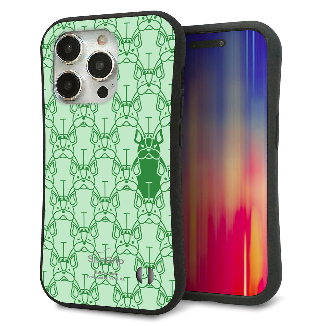 iPhone 15 Pro スマホケース 「SEA Grip」 グリップケース Sライン 【MA916 パターン ドッグ】 UV印刷