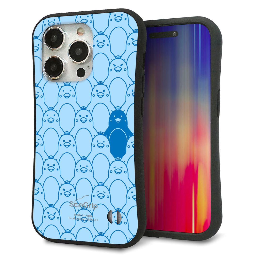 iPhone 15 Pro スマホケース 「SEA Grip」 グリップケース Sライン 【MA917 パターン ペンギン】 UV印刷