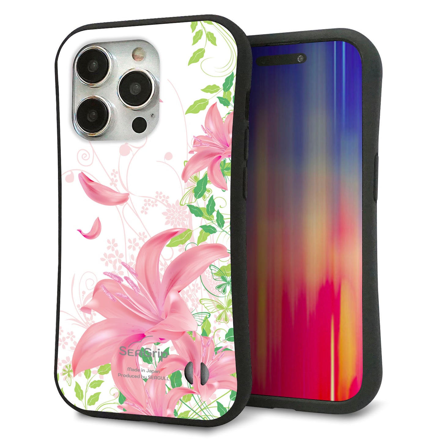 iPhone 15 Pro スマホケース 「SEA Grip」 グリップケース Sライン 【SC849 ユリ（ピンク）】 UV印刷
