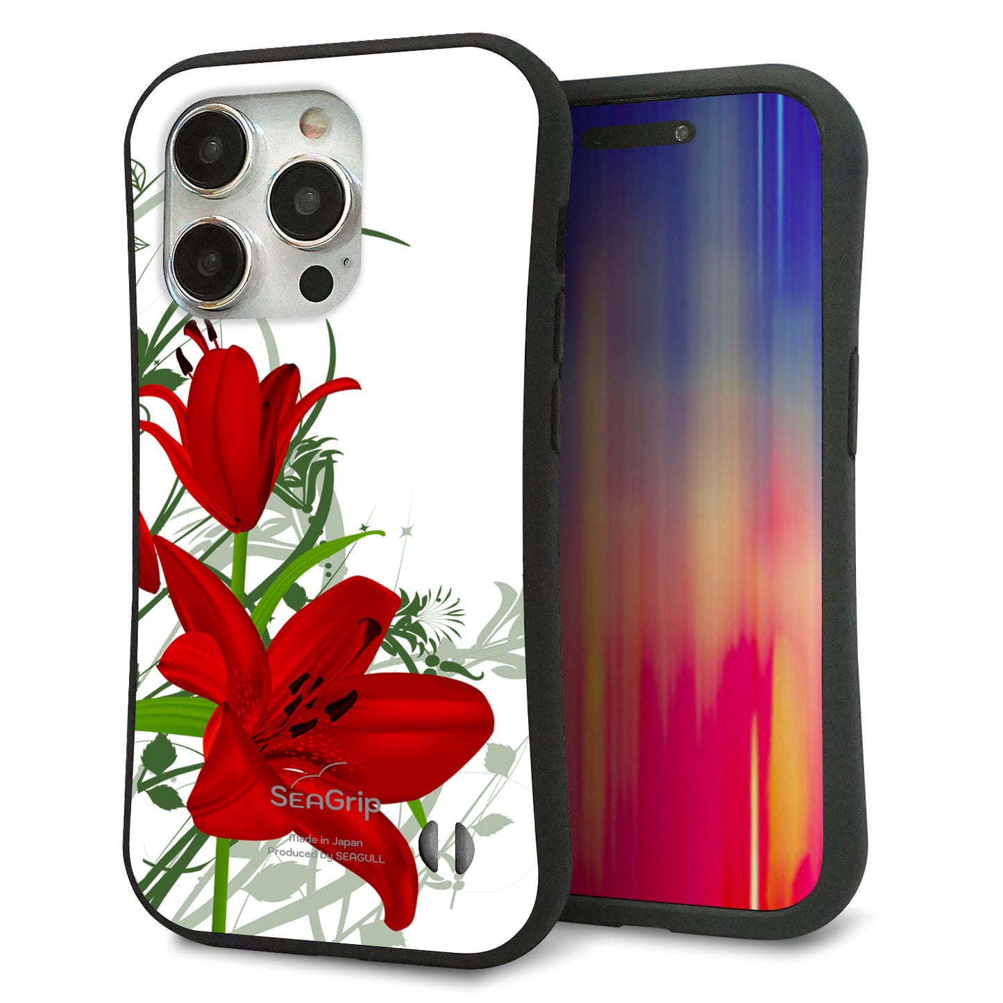 iPhone 15 Pro スマホケース 「SEA Grip」 グリップケース Sライン 【SC850 ユリ（レッド）】 UV印刷