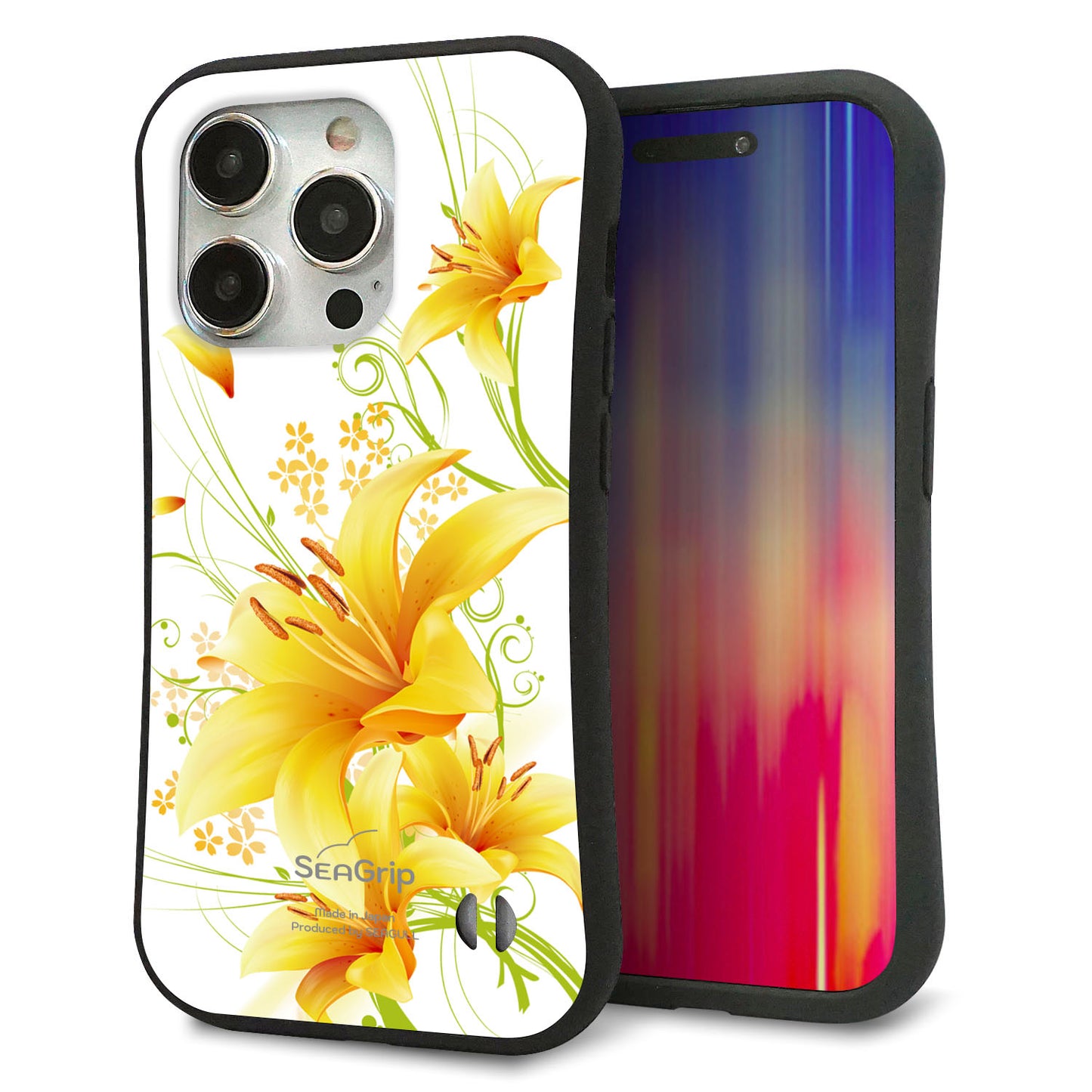 iPhone 15 Pro スマホケース 「SEA Grip」 グリップケース Sライン 【SC852 ユリ（イエロー）】 UV印刷