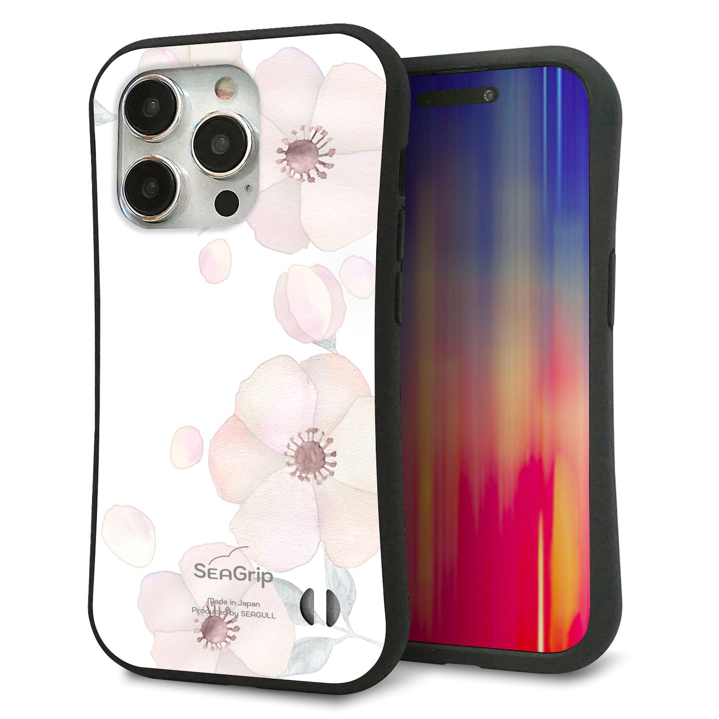 iPhone 15 Pro スマホケース 「SEA Grip」 グリップケース Sライン 【SC948 ドゥ・フルール（ホワイト）】 UV印刷
