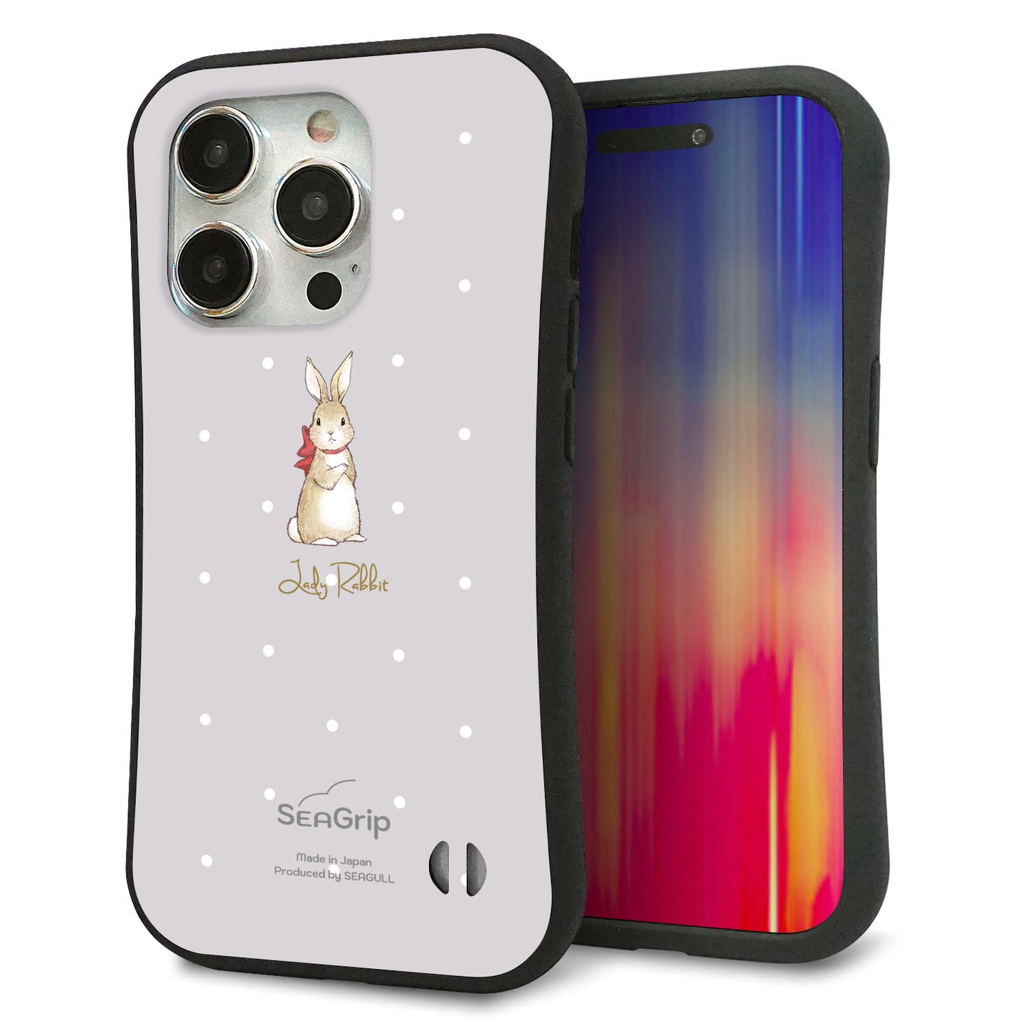 iPhone 15 Pro スマホケース 「SEA Grip」 グリップケース Sライン 【SC968 Lady Rabbit グレージュ ガラプリhp】 UV印刷