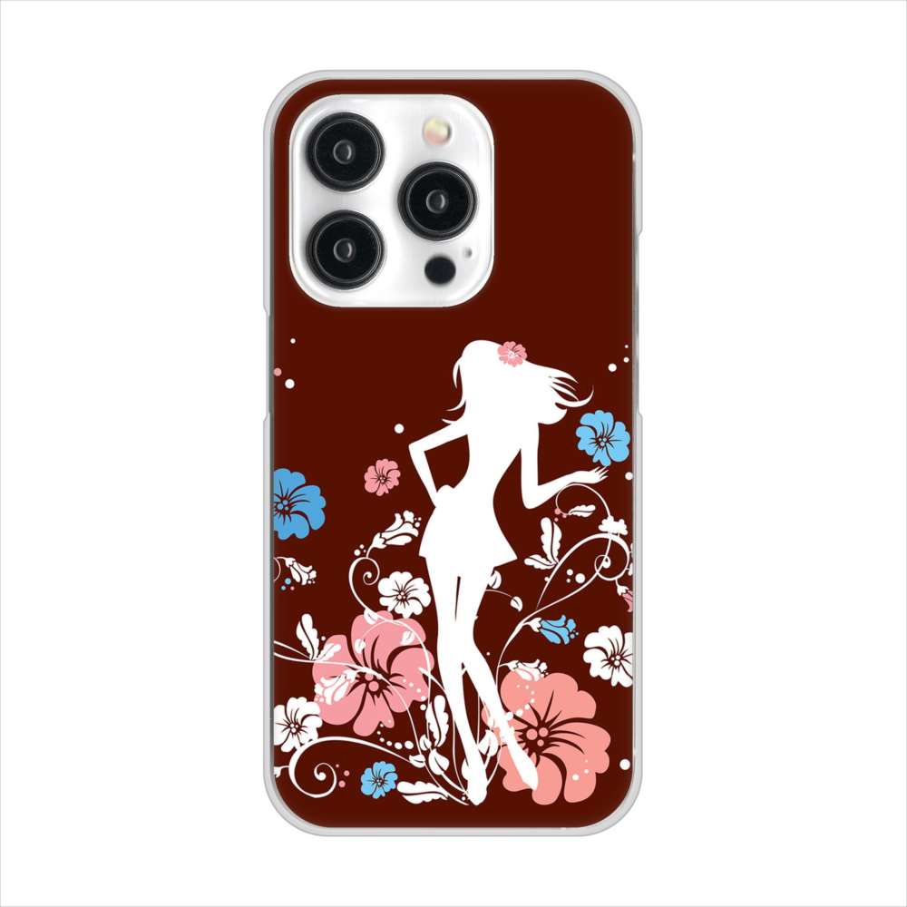 iPhone 15 Pro 110 ハイビスカスと少女 ハードケース 背面印刷