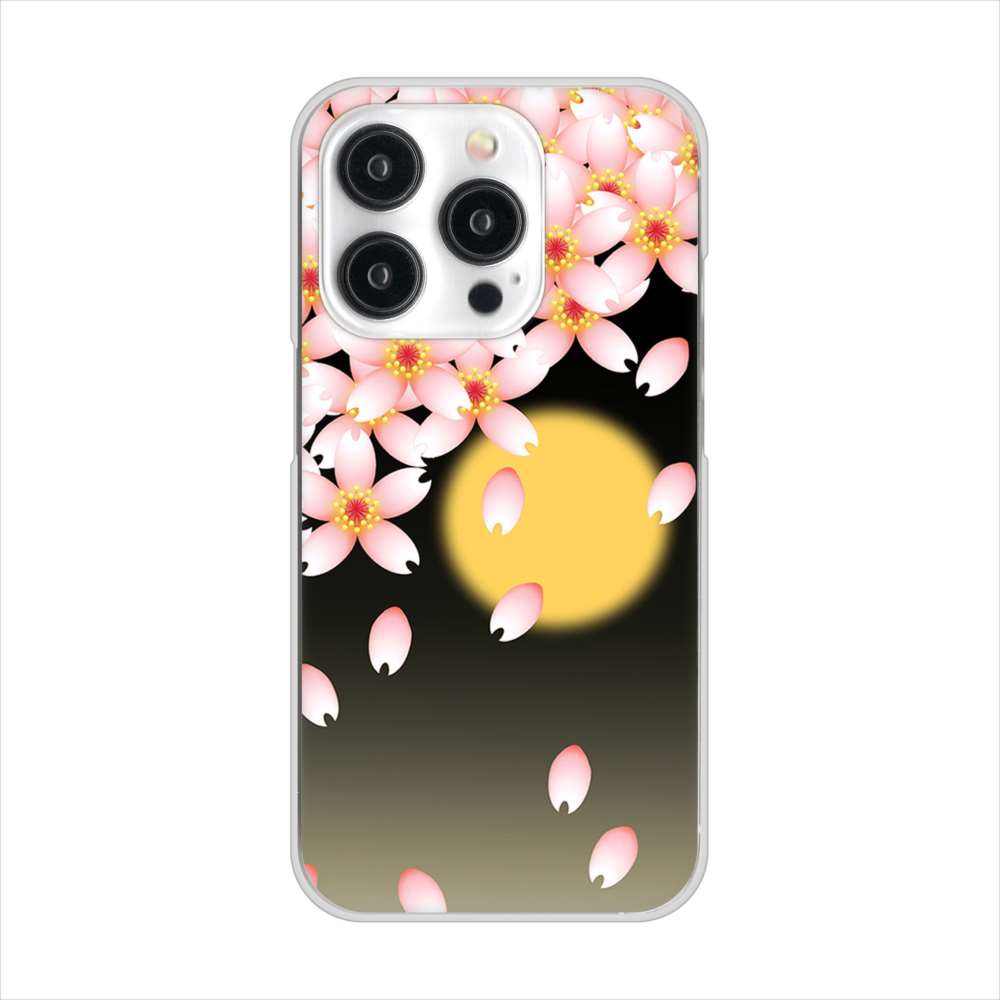 iPhone 15 Pro 136 満月と夜桜 ハードケース 背面印刷