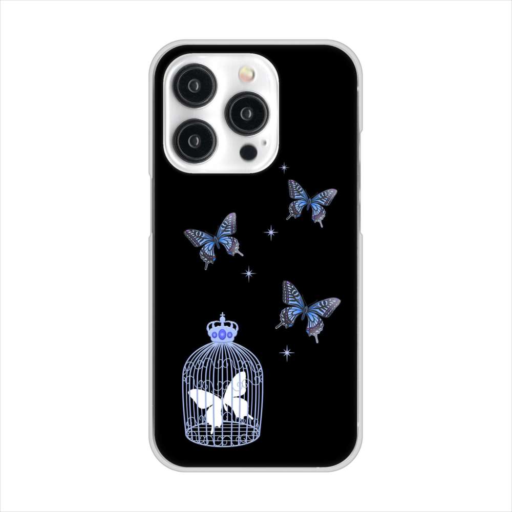 iPhone 15 Pro むかいあぐる 蝶の王冠鳥かご ハードケース 背面印刷