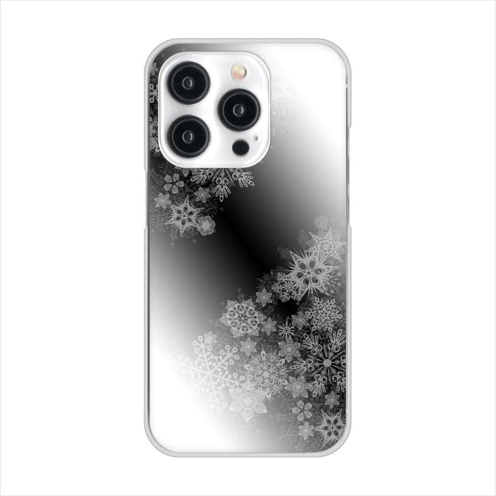 iPhone 15 Pro YJ340 モノトーン 雪の結晶 ハードケース 背面印刷