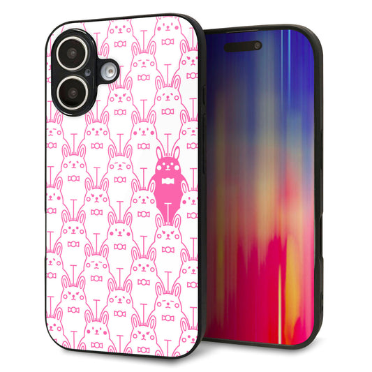 iPhone 16 強化ガラス＆TPUスマホケース ガラプリ【MA914 パターン ウサギ】