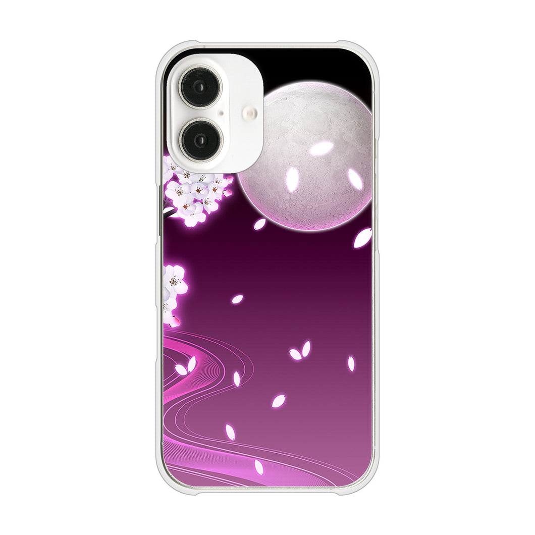 iPhone 16 1223 紫に染まる月と桜 ハードケース 背面印刷