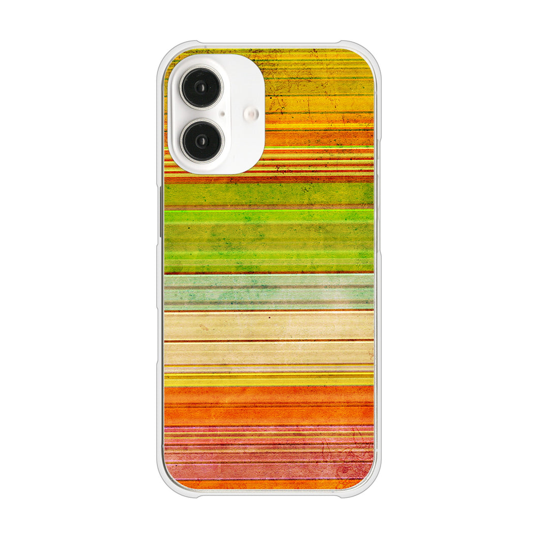 iPhone 16 1324 ビンテージボーダー（色彩） ハードケース 背面印刷